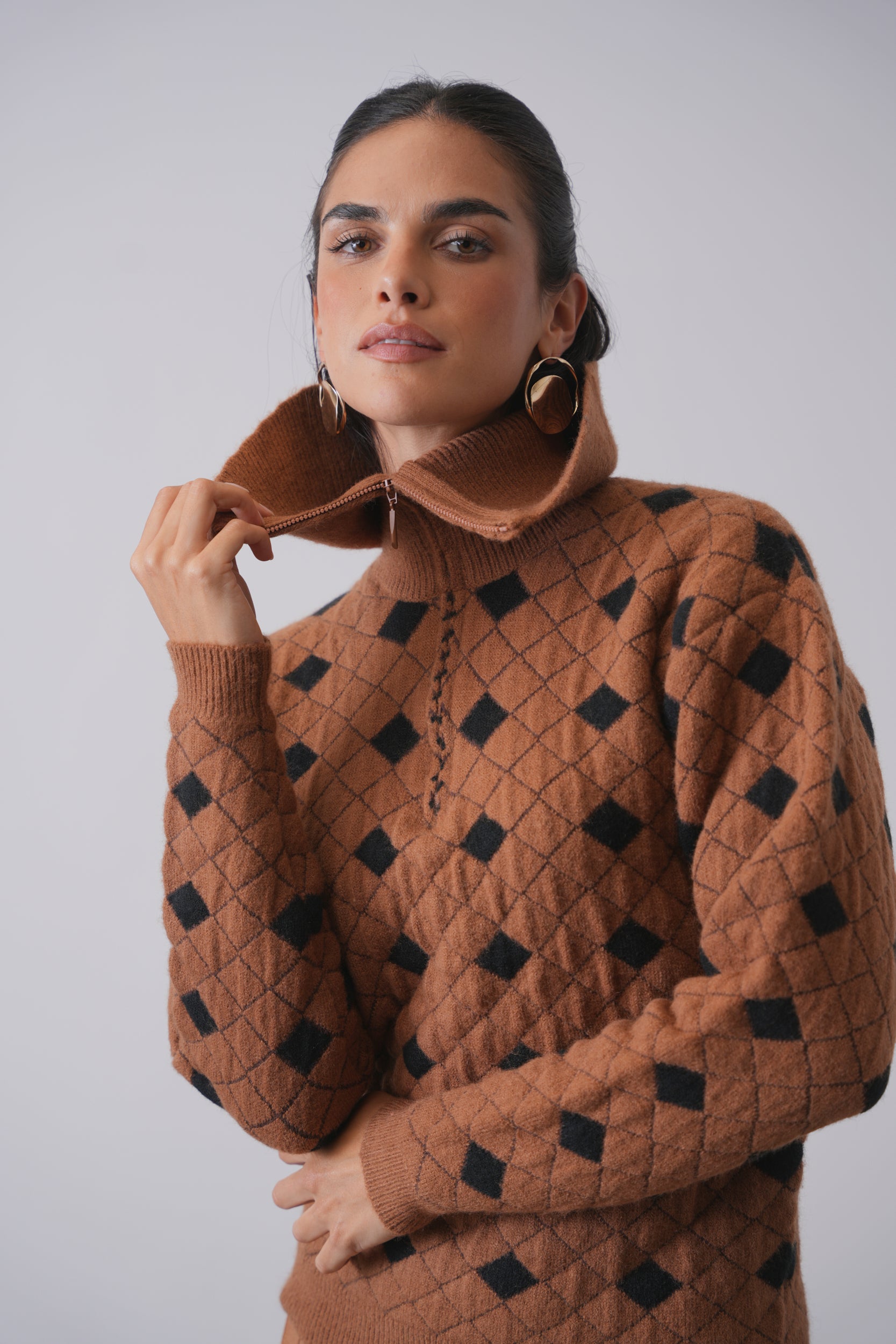 Knitted Half-Zip Sweater • Midnight Blue – NINETY-9