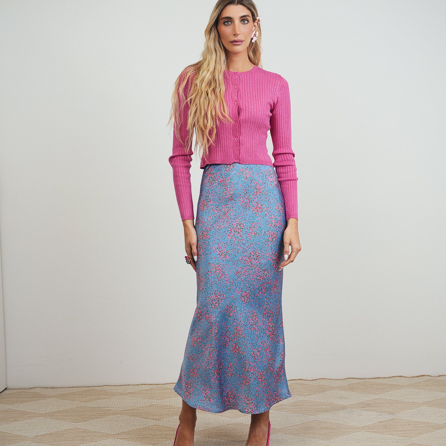 Print Elastic Waist Slip Skirt