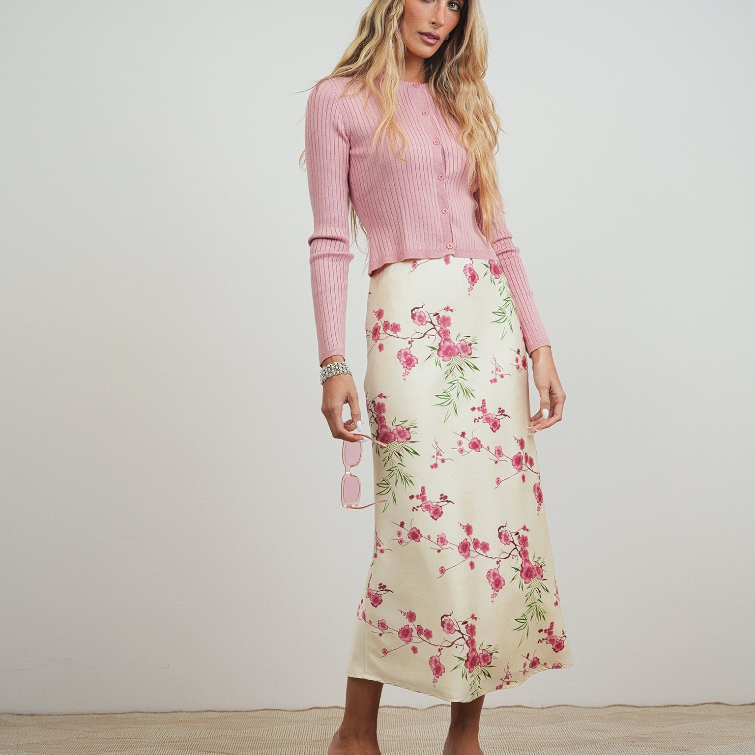 Print Elastic Waist Slip Skirt