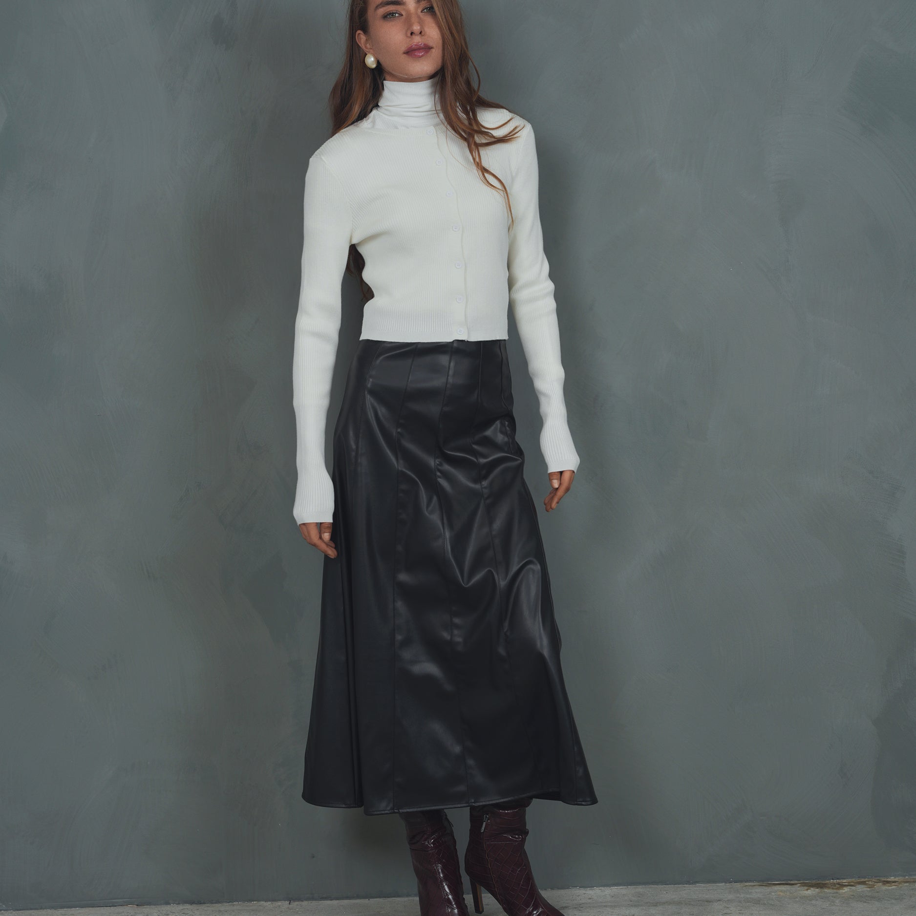 Leather Panel Skirt