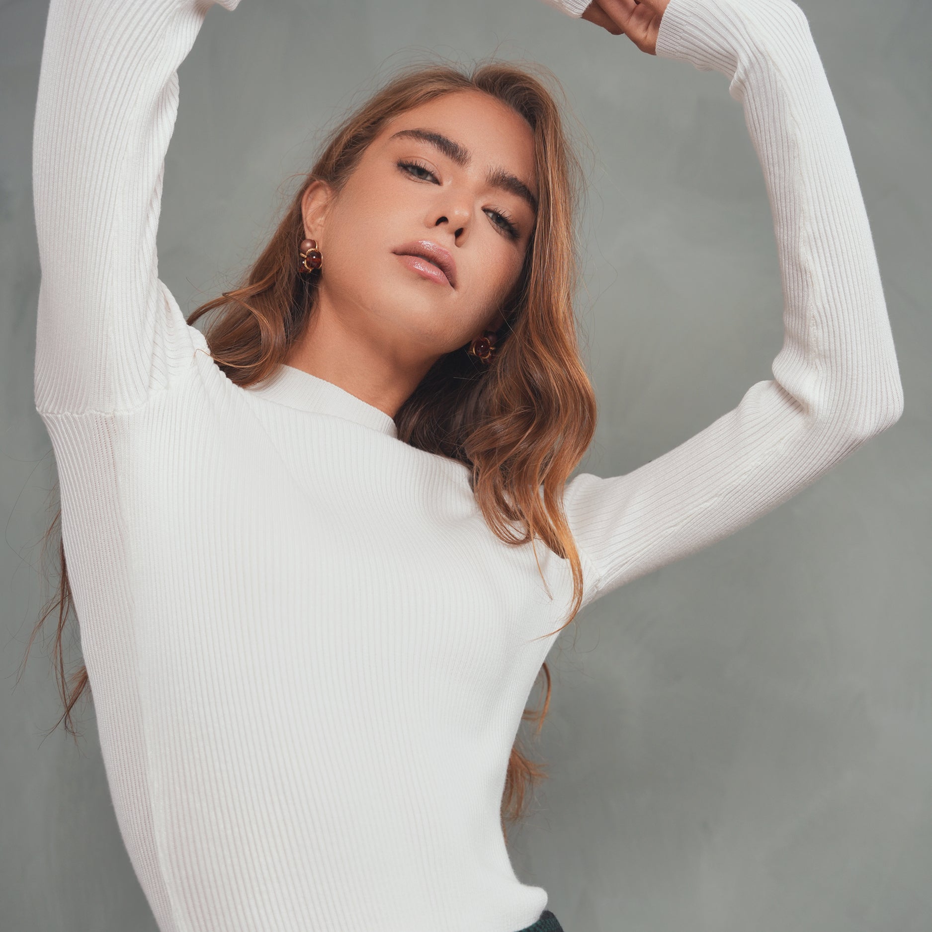 Knit Rib Mock Neck