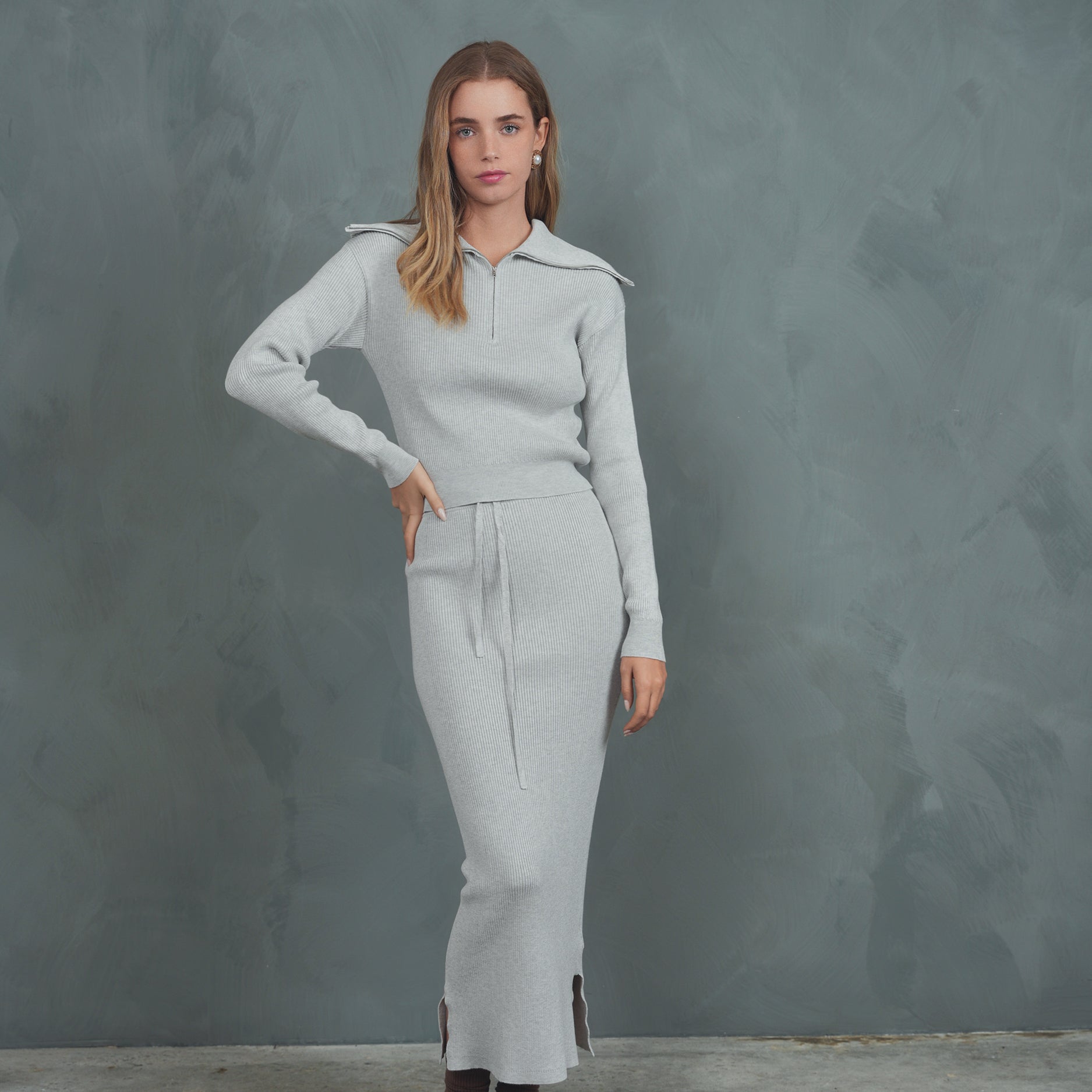 Knit Rib Zipper Top