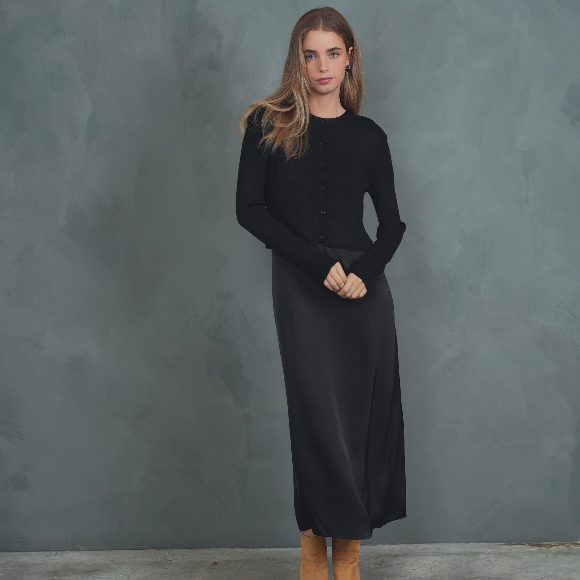 Wide Rib Knit Cardigan