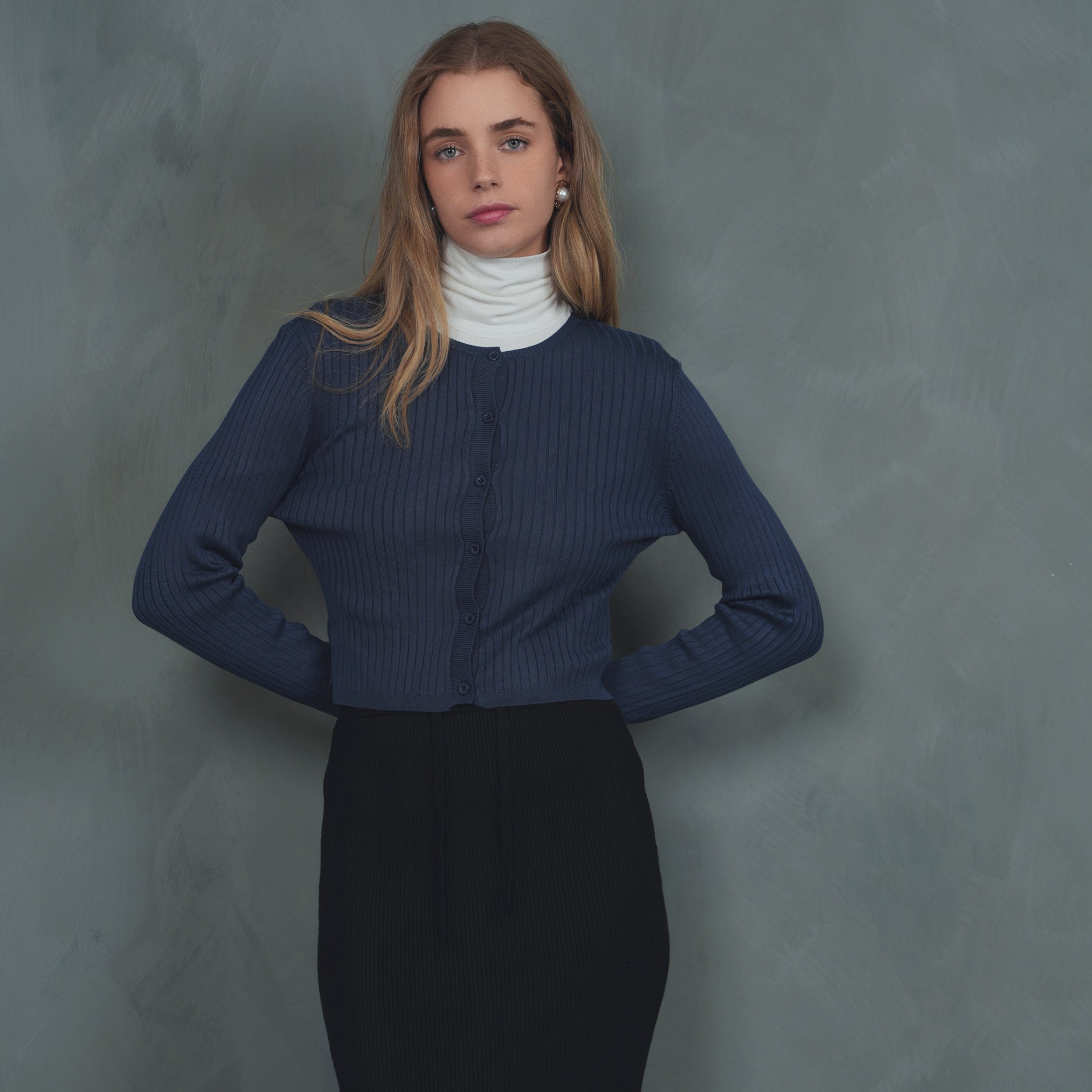 Wide Rib Knit Cardigan