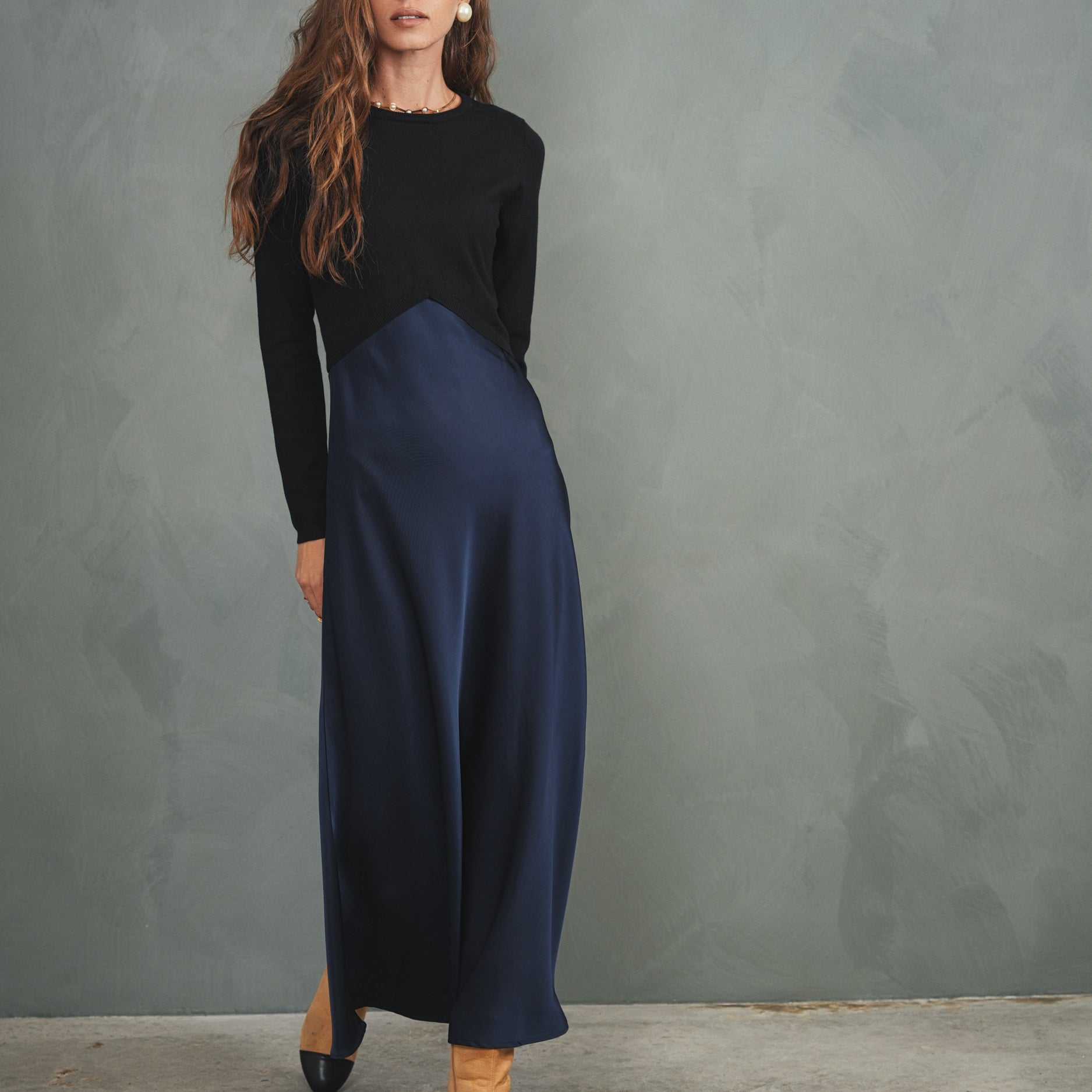 Knit & Satin Dress