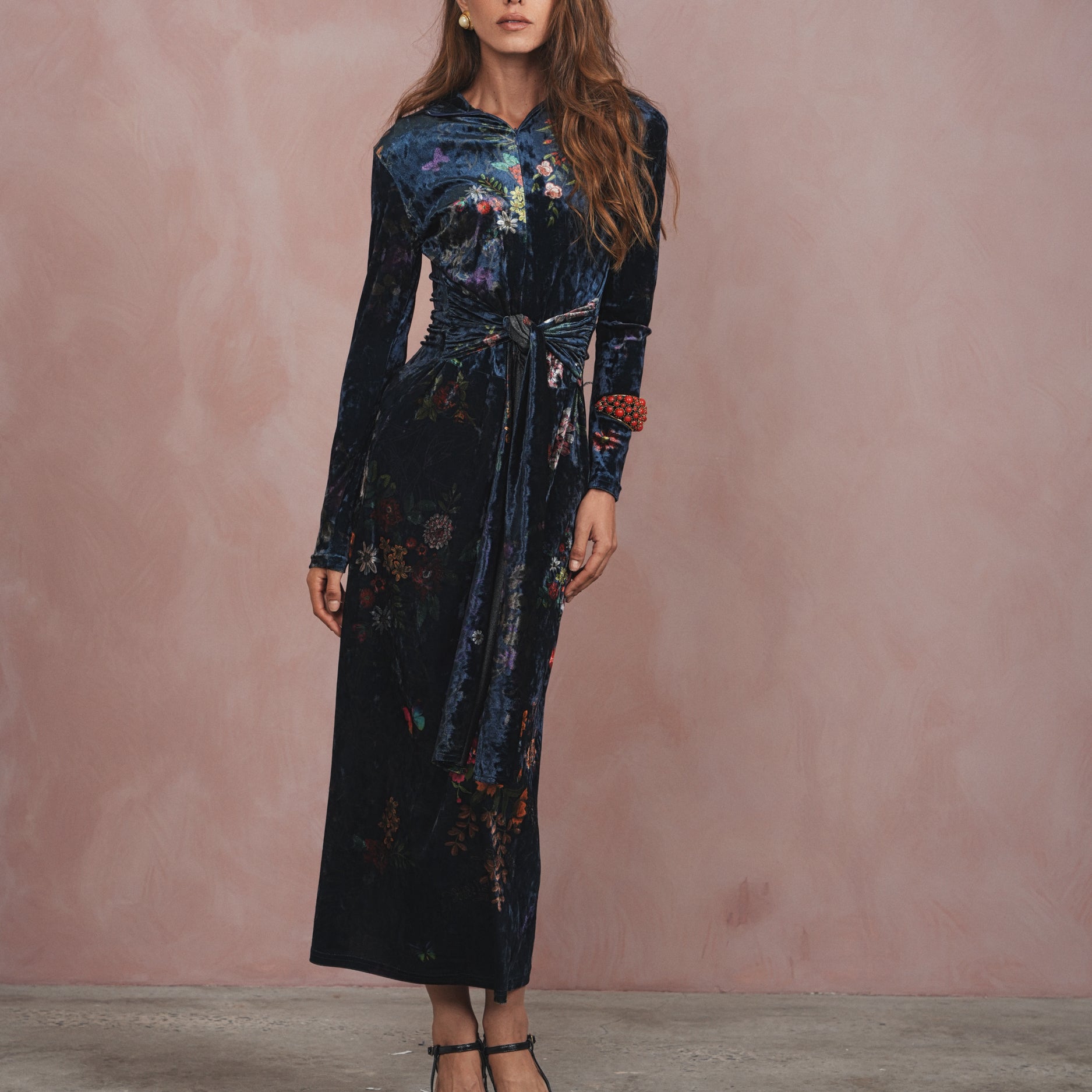 Velour Front Tie Dress