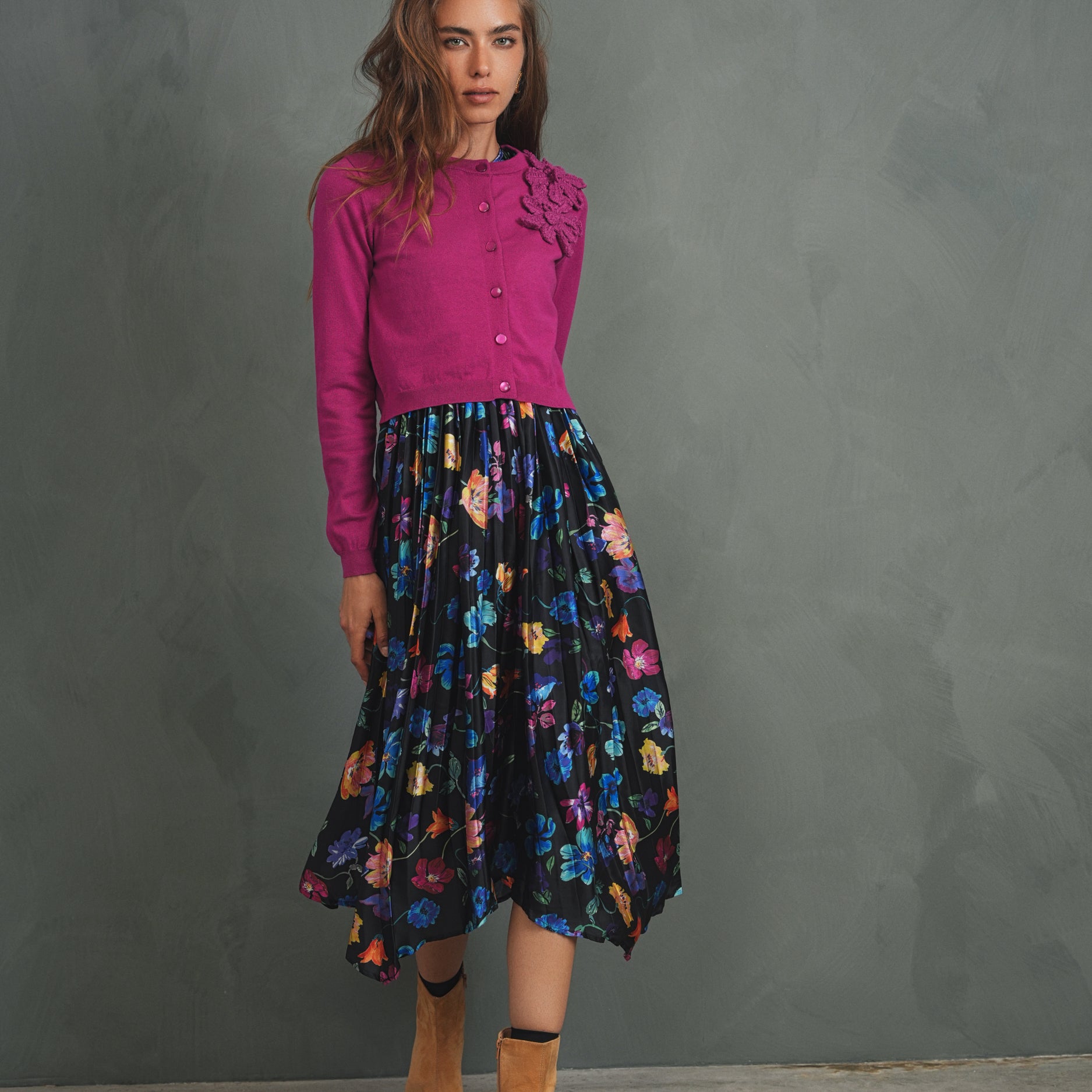 Pleated High-Low Sleeveless Dress