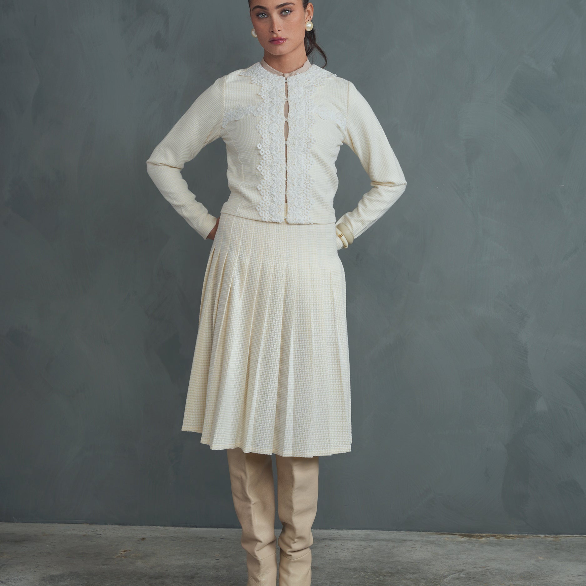 Tweed Pleated Skirt