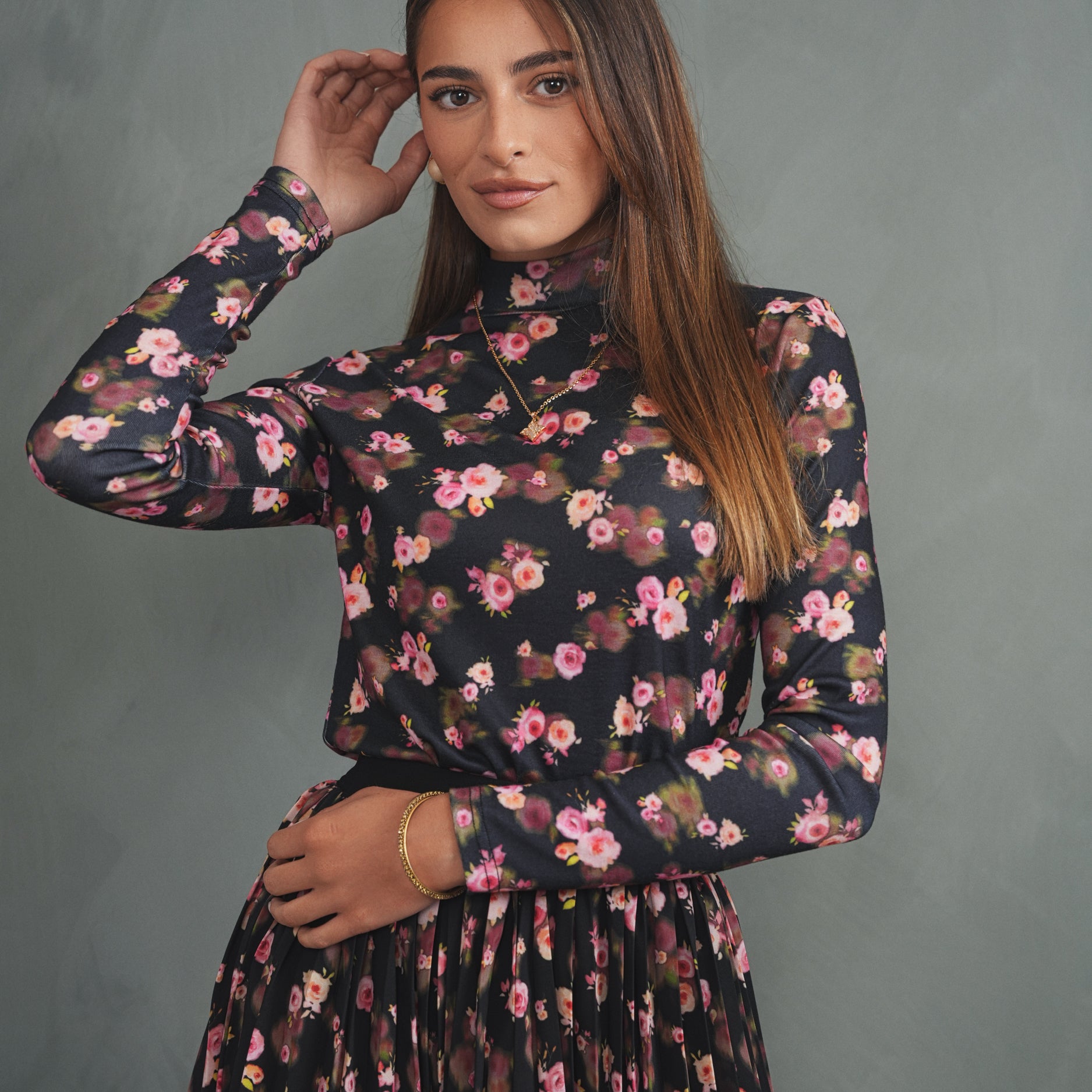 Mock Neck Print Top