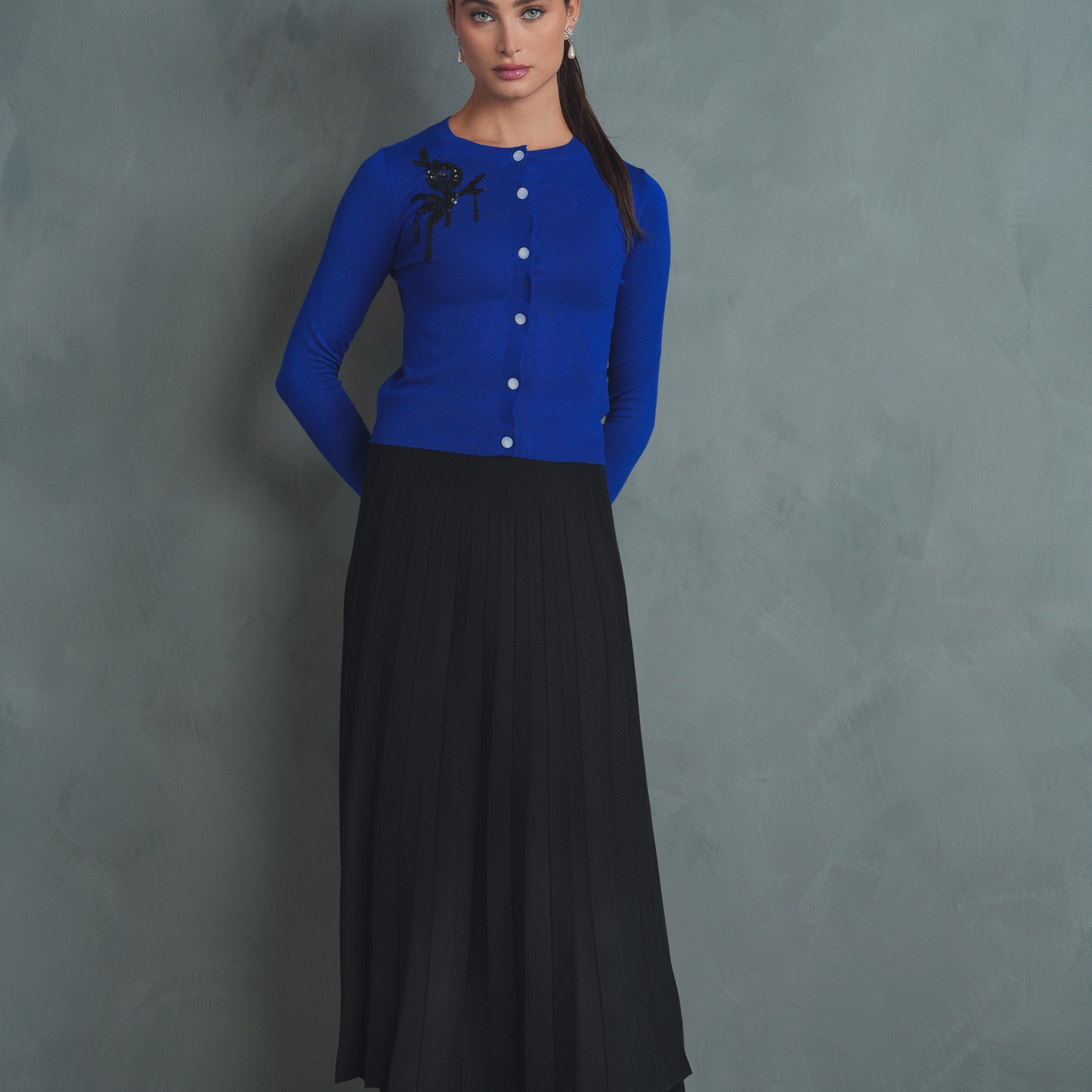 Long Knit Pleated Skirt
