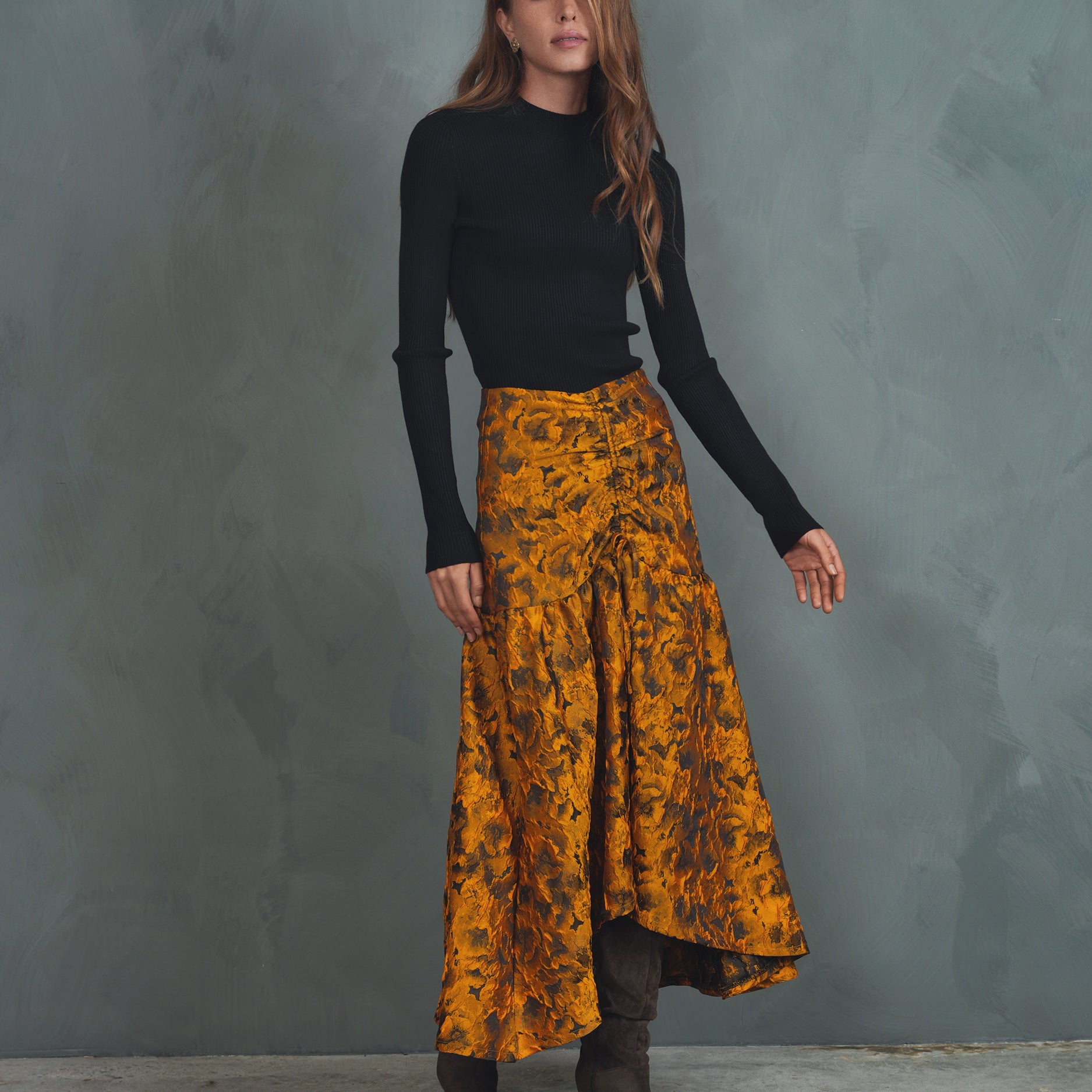 Knit Rib Mock Neck