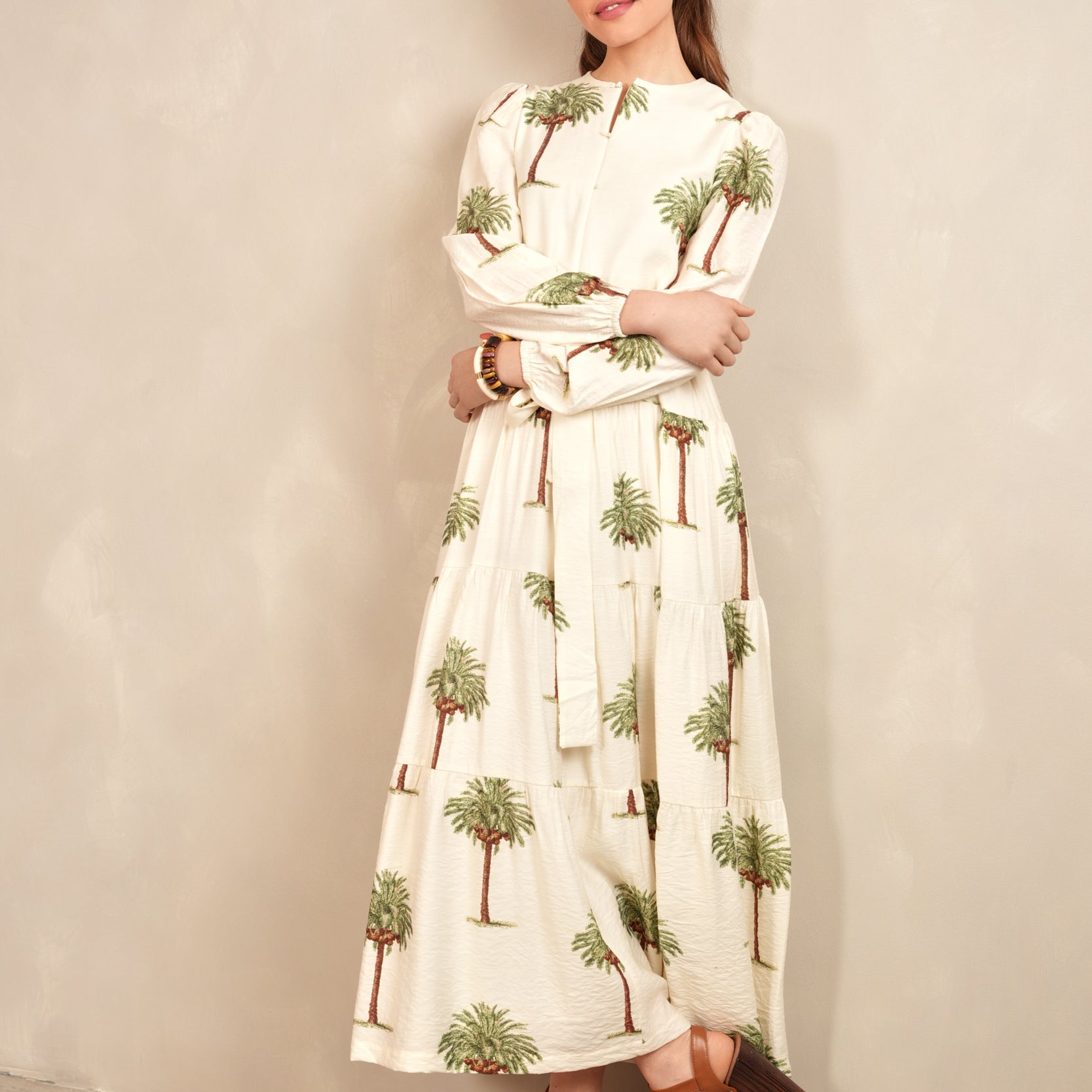 Zipper Front Tiered Maxi Dres