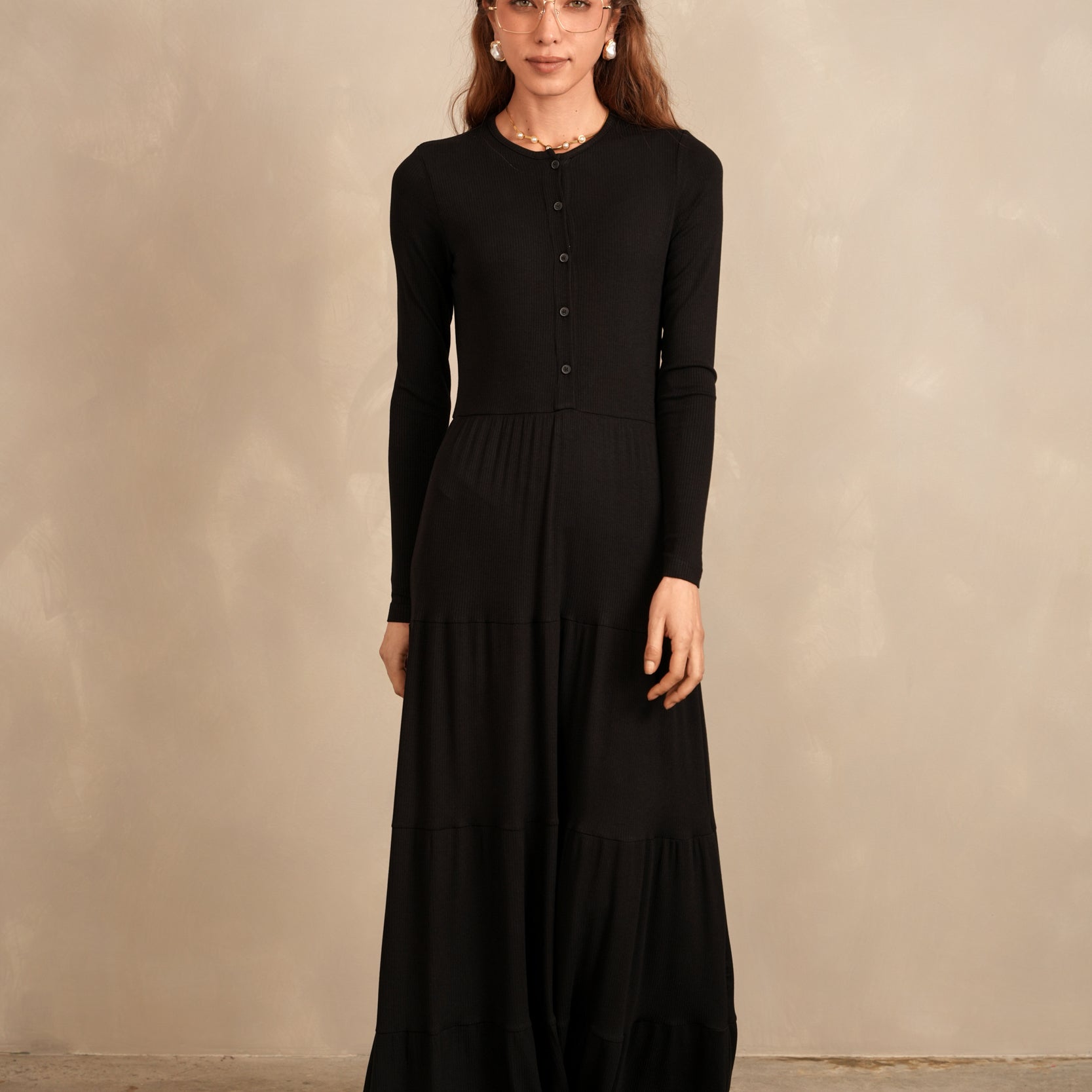 Soft Rib Tiered Dress