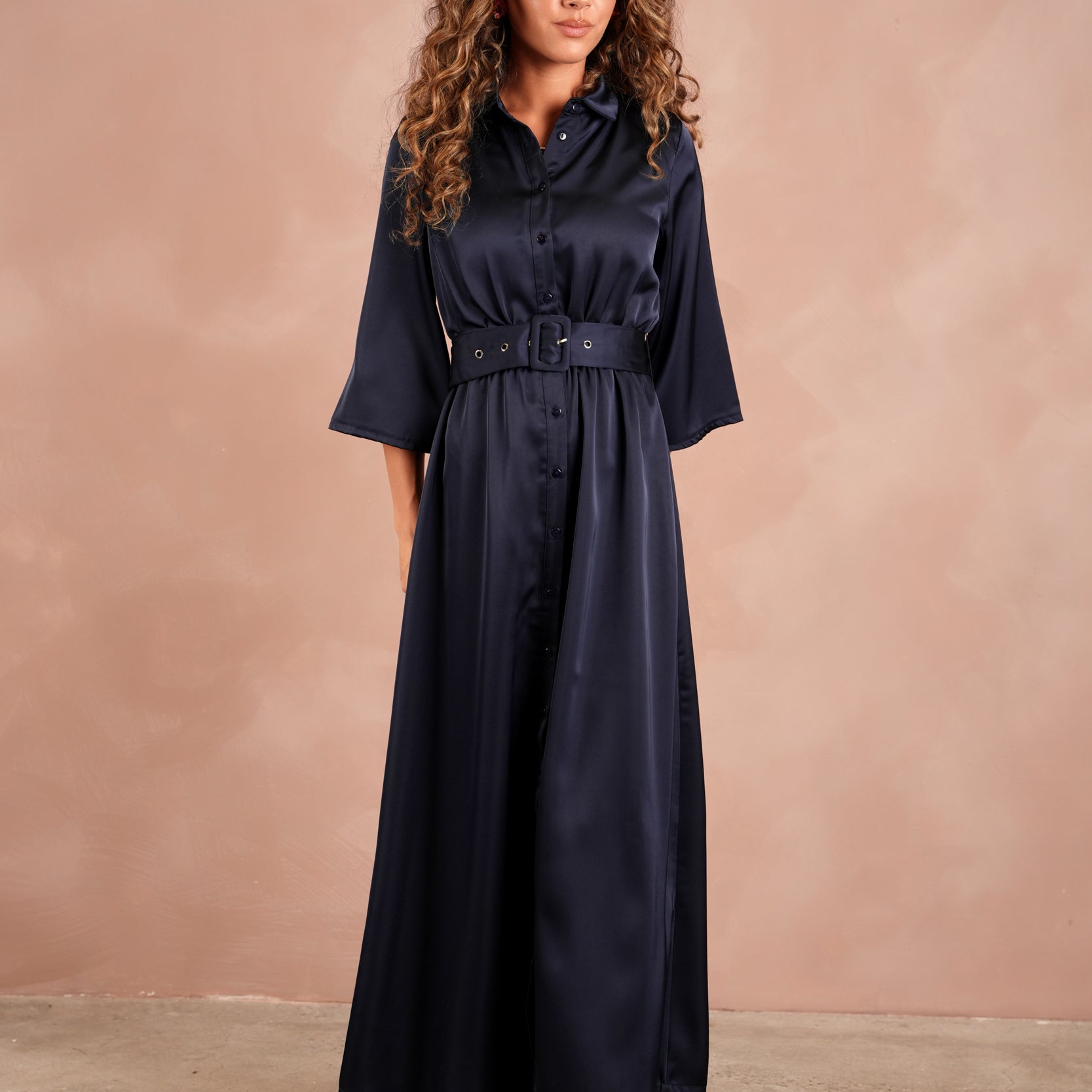 Satin Buttoned Down Dress