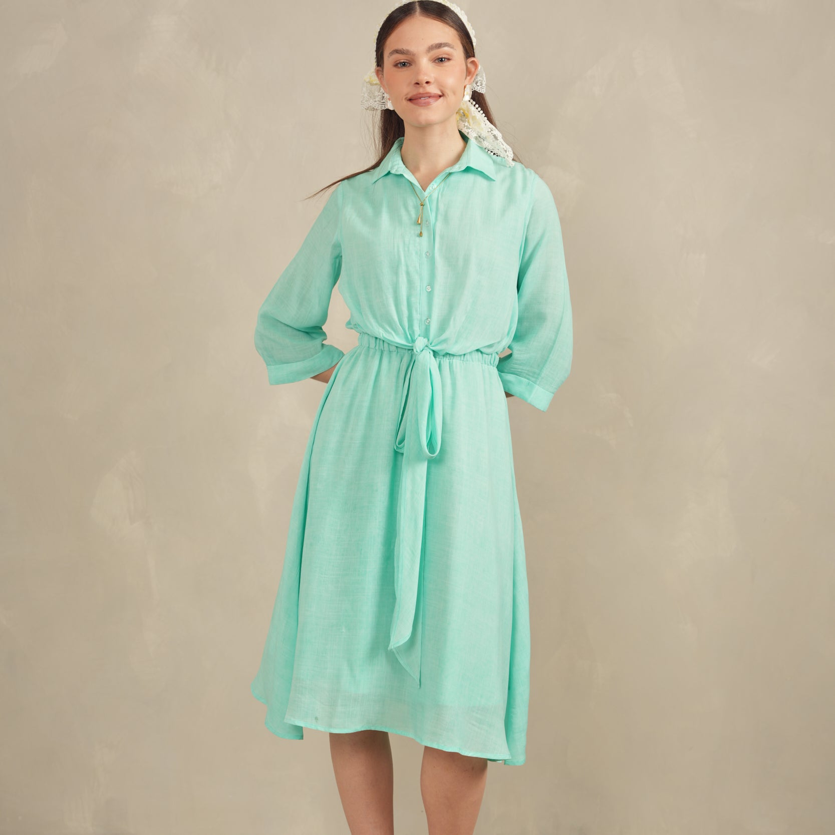 Tie Dress With Collar