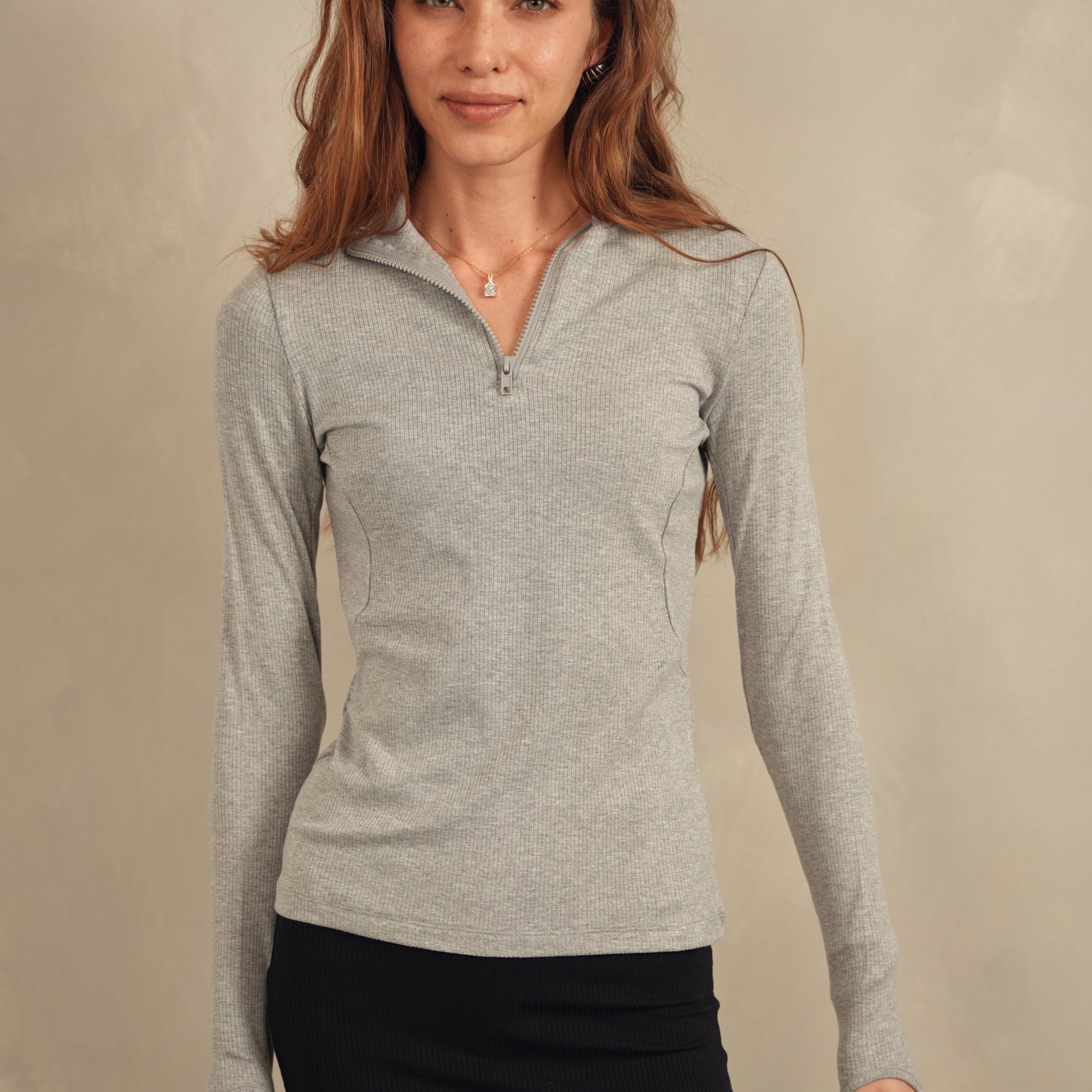Soft Rib Zipper Tee