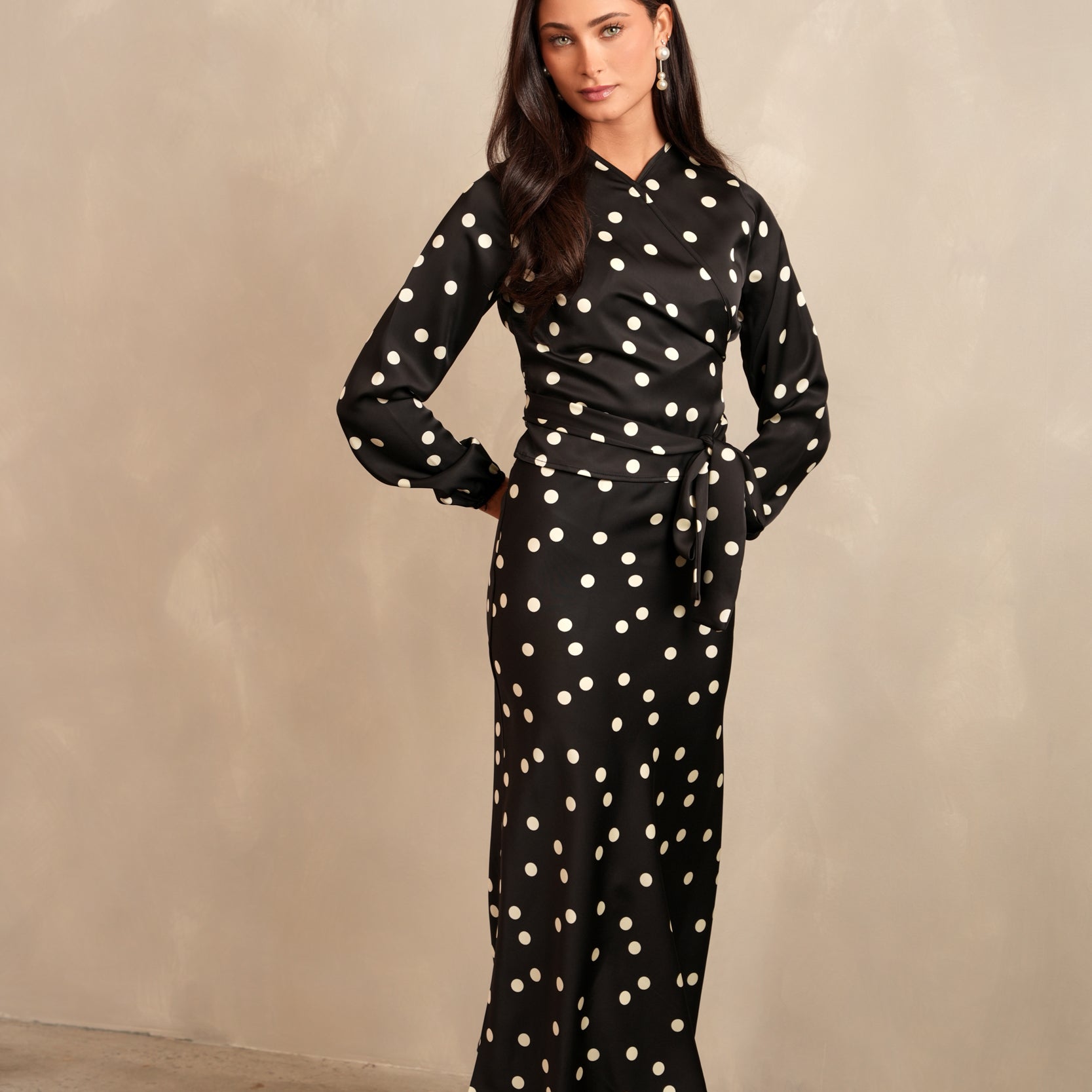 Print Satin Wrap Top