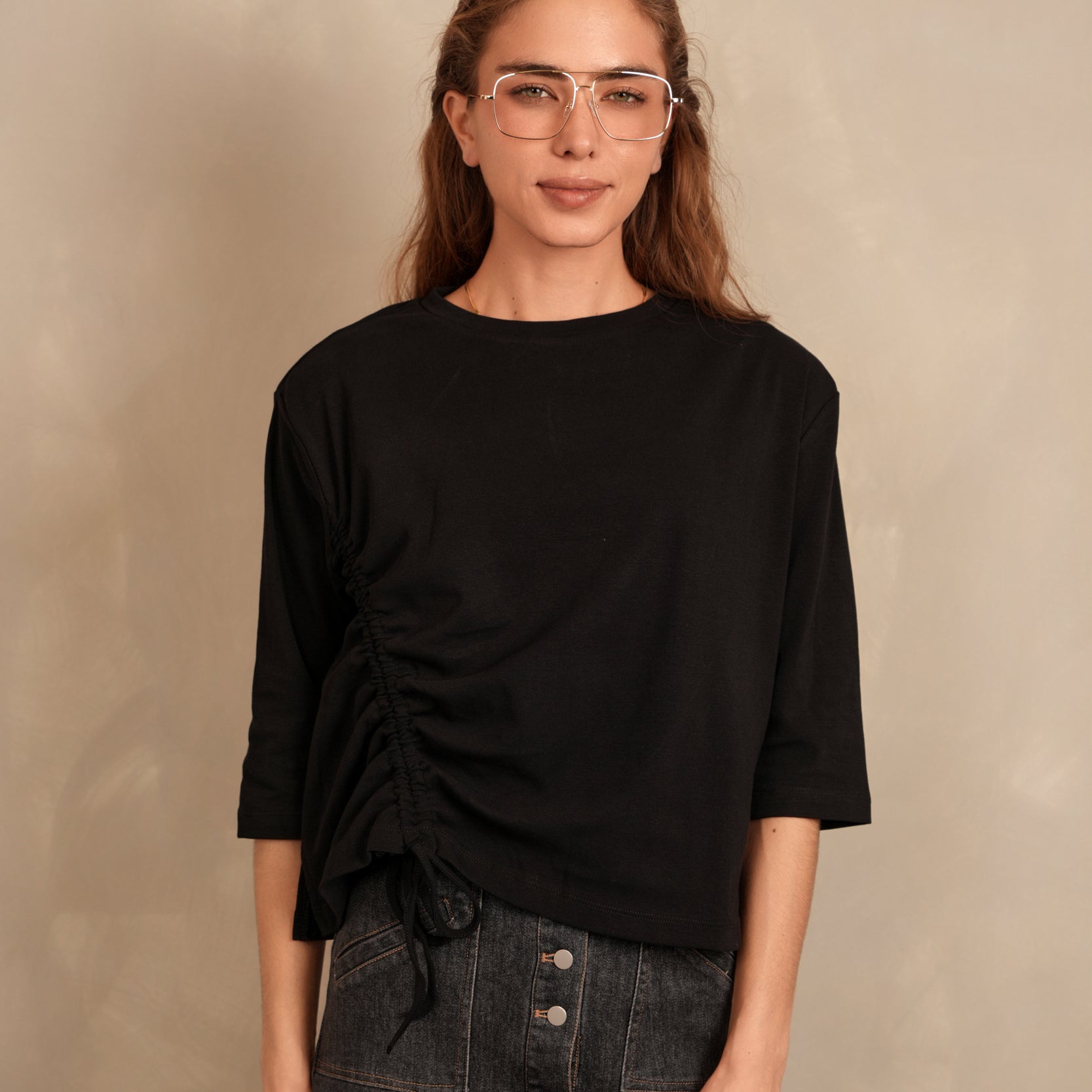 Boxy Tee With Ruching