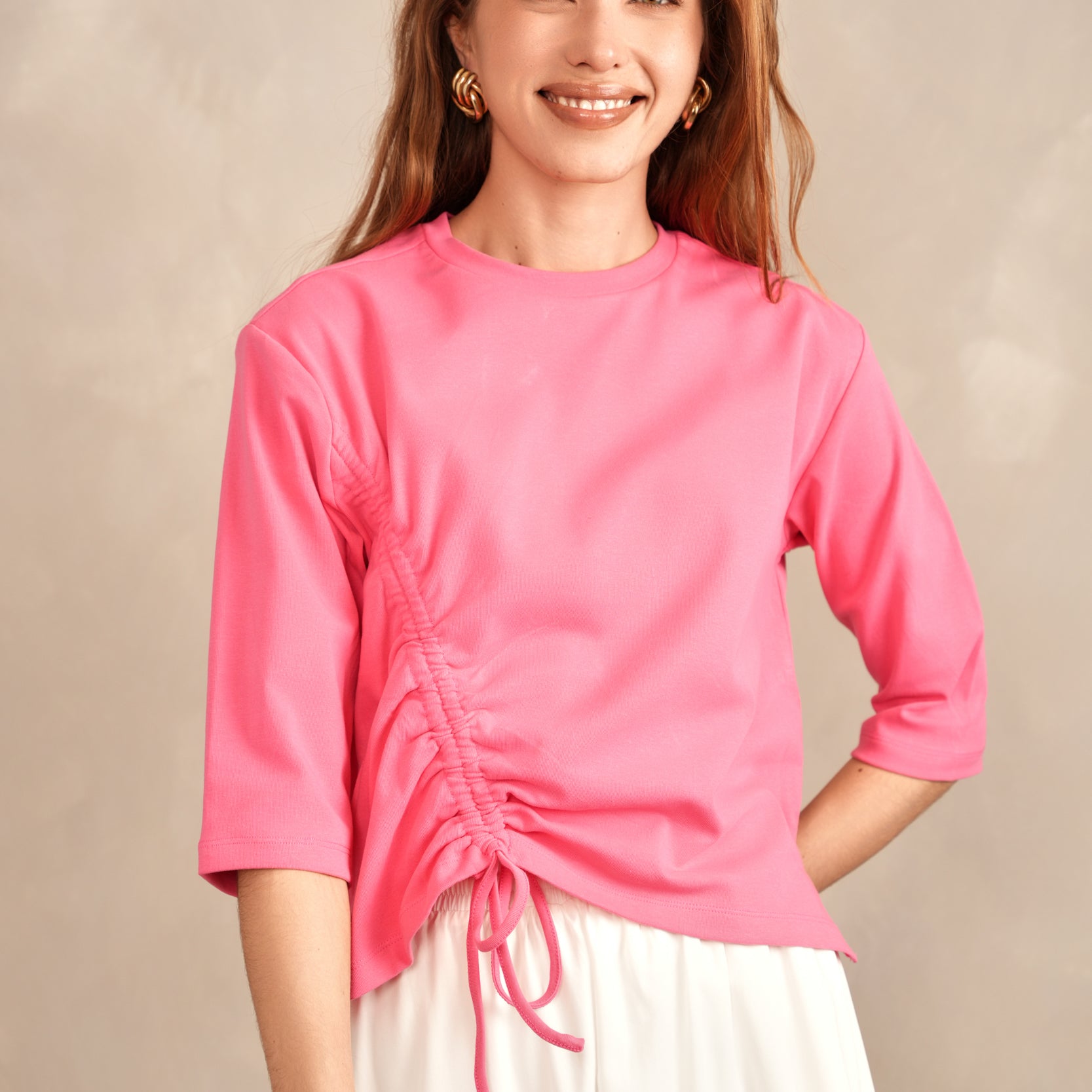 Boxy Tee With Ruching