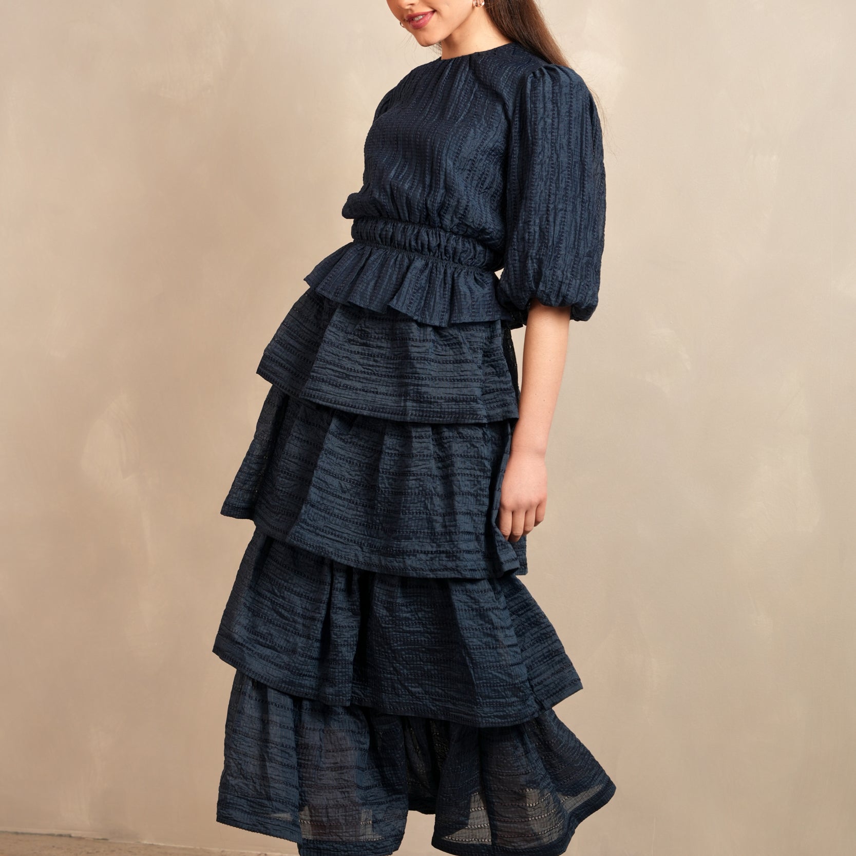 Puff Sleeve Top w/ Waist Smocking