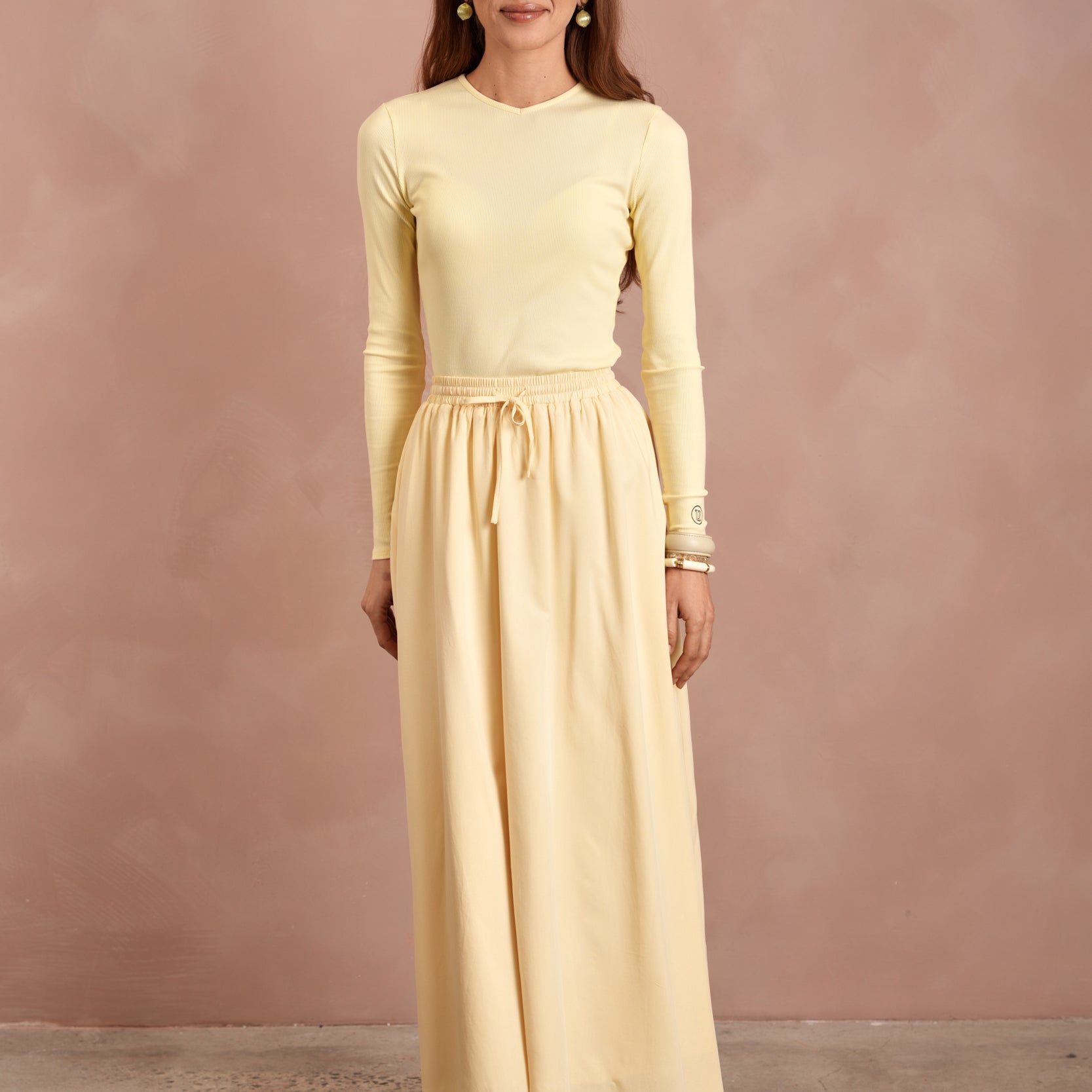 Elastic Waist Flared Skirt