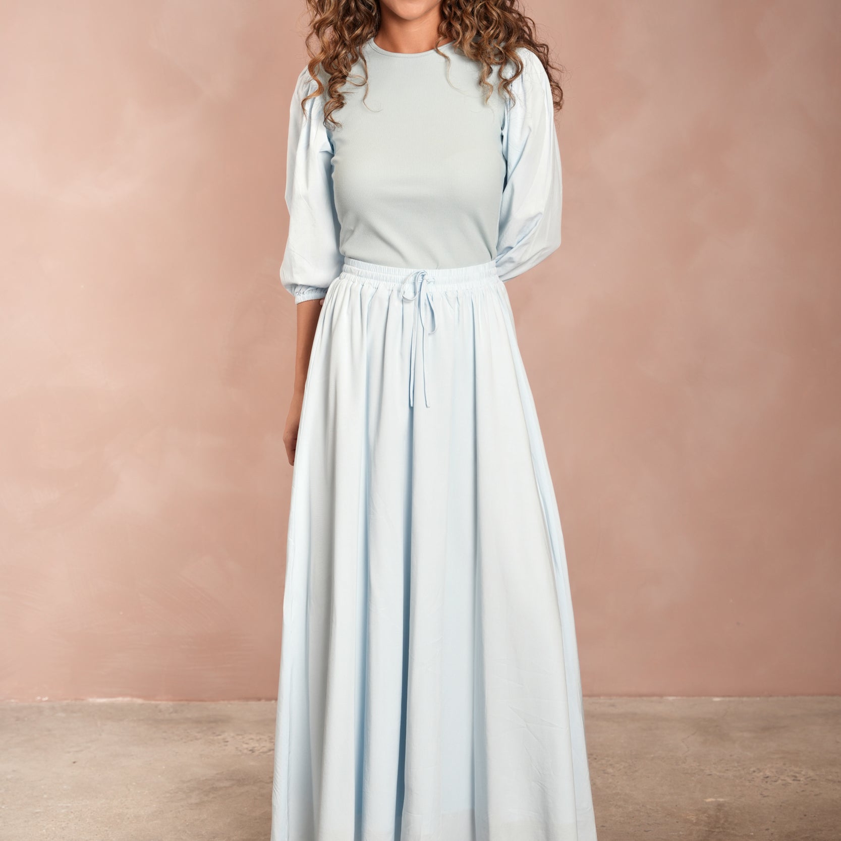 Elastic Waist Flared Skirt