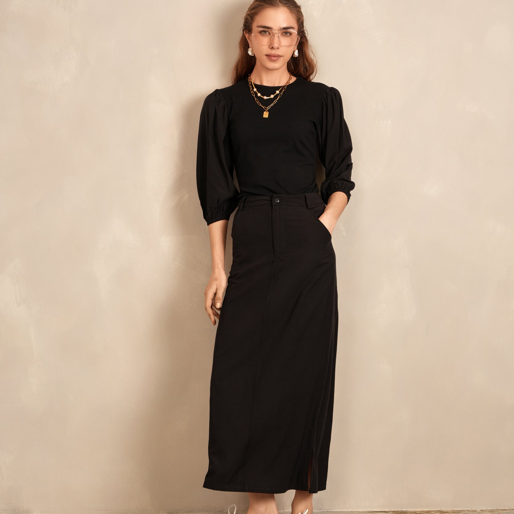 Straight Cotton Skirt