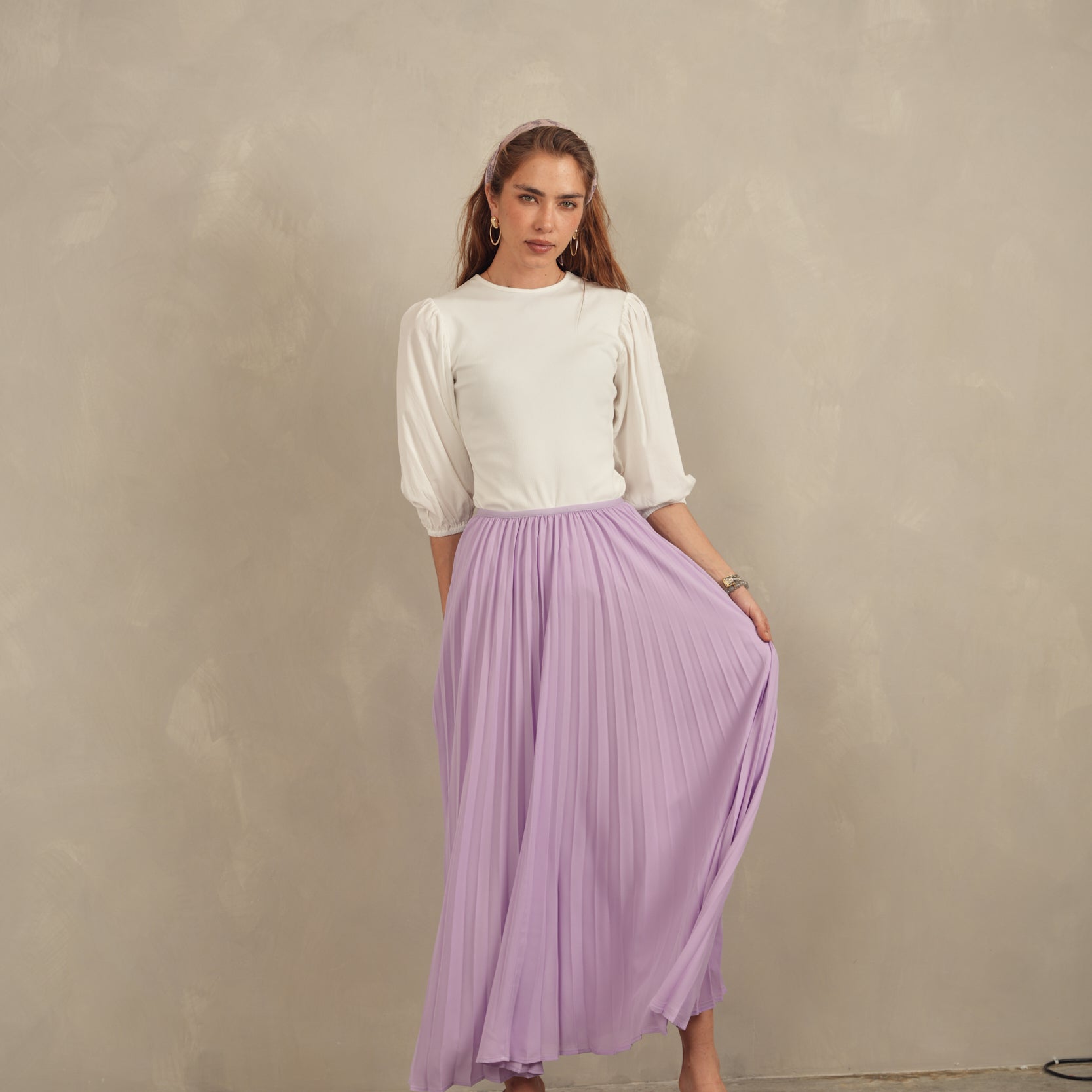 Chiffon Pleated Maxi Skirt