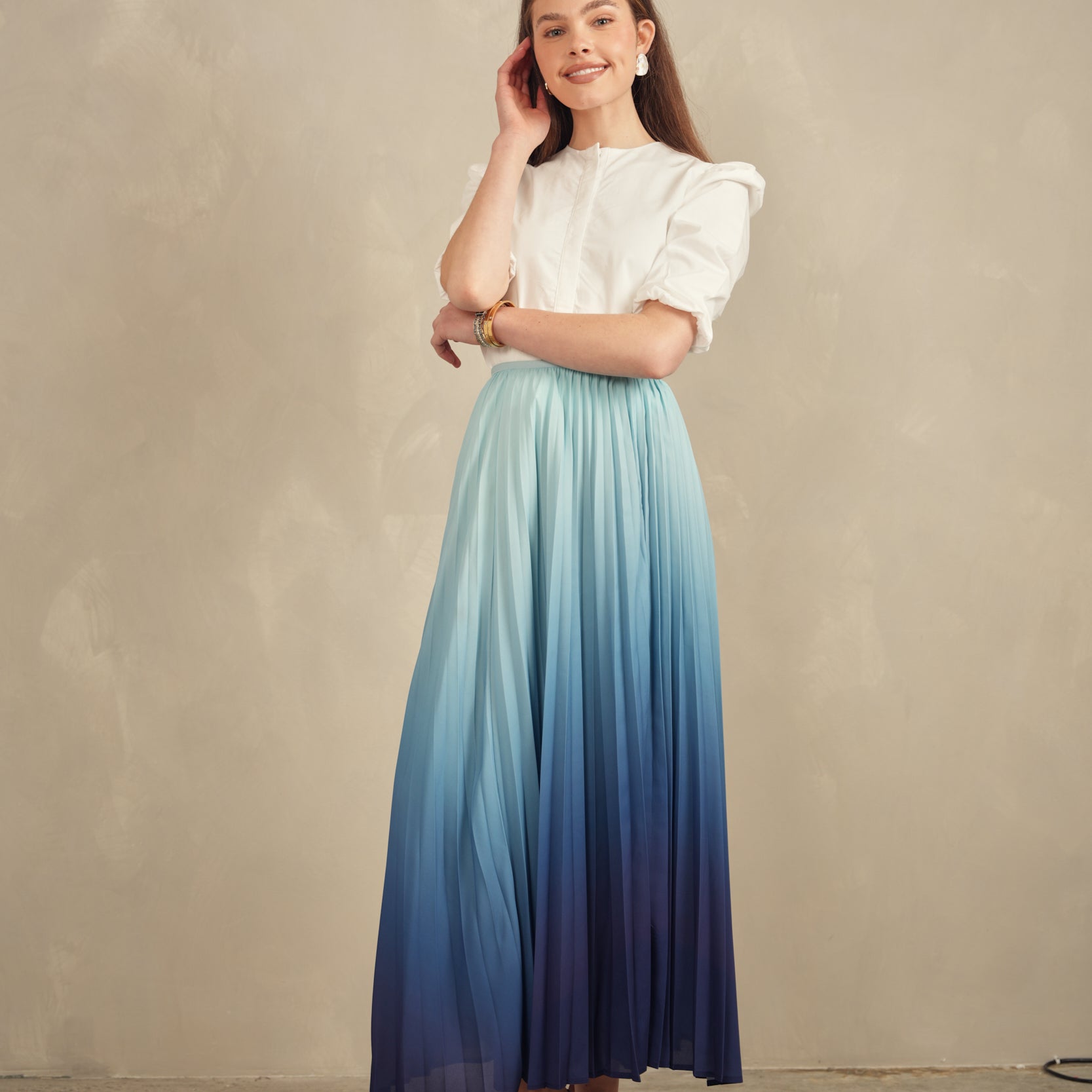 Chiffon Pleated Maxi Skirt