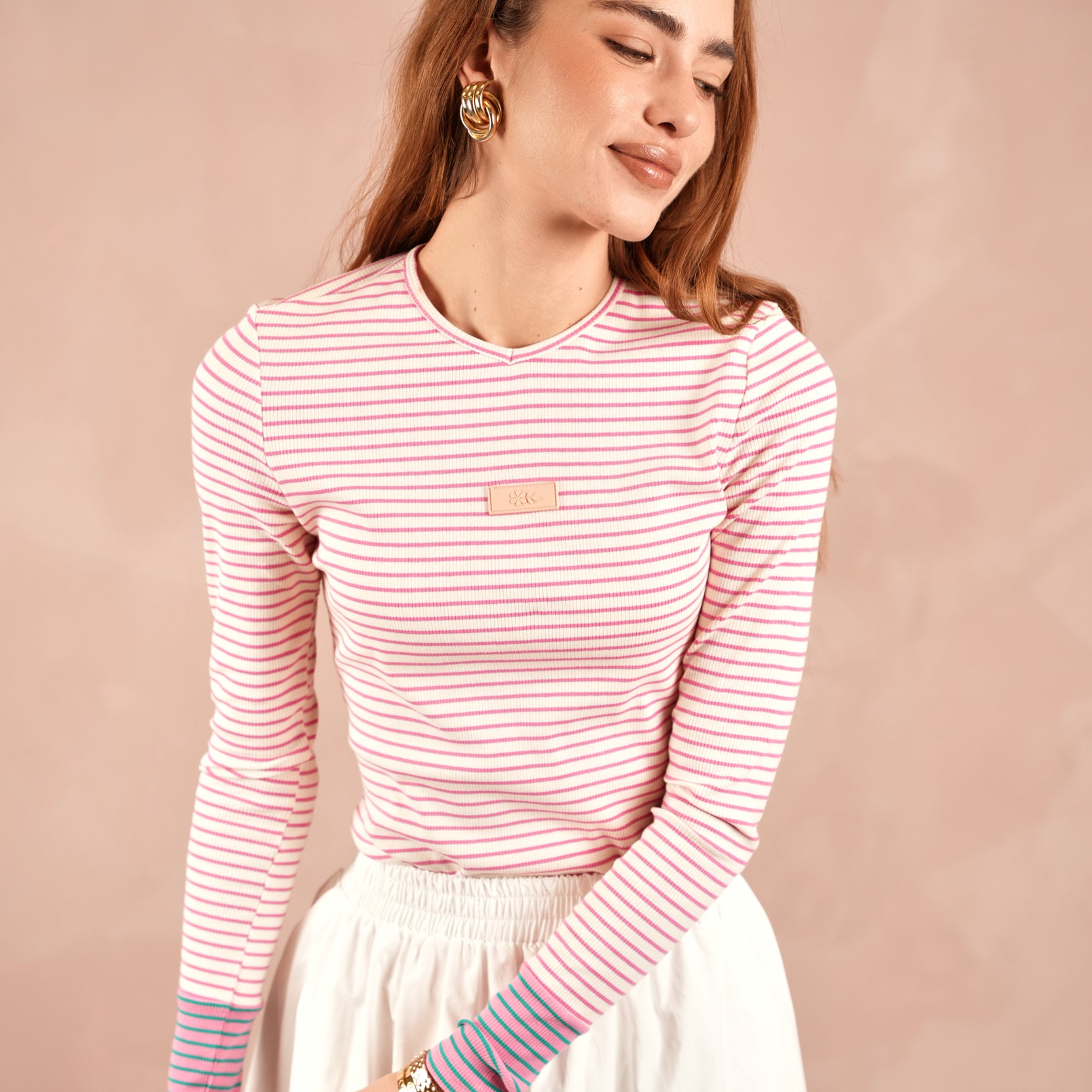 V-Neck Striped Tee