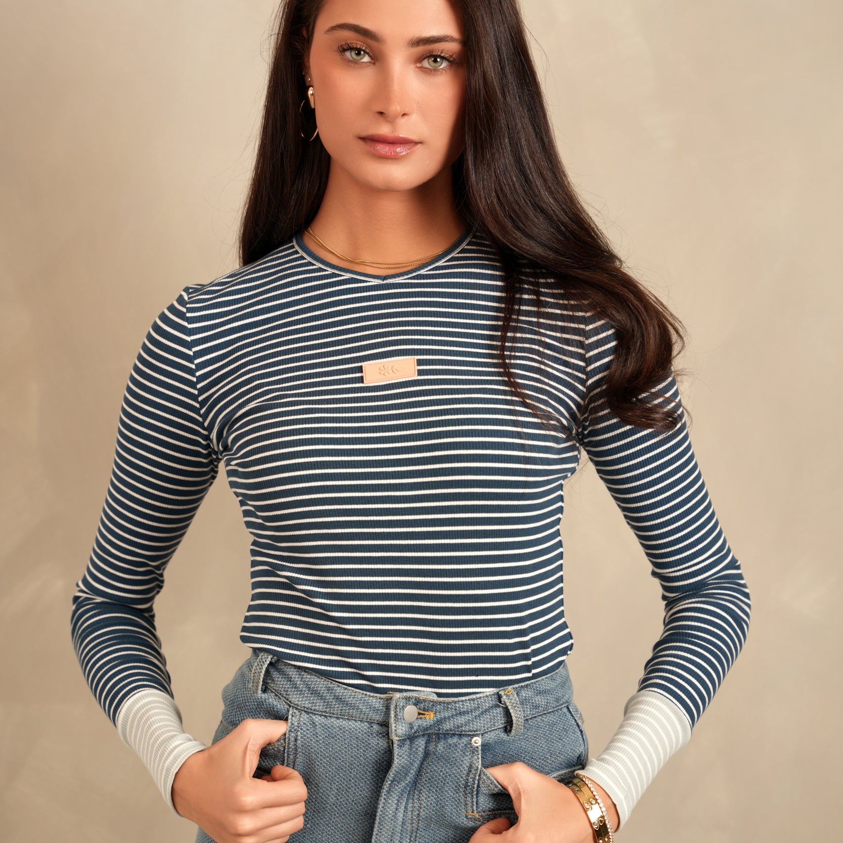 V-Neck Striped Tee