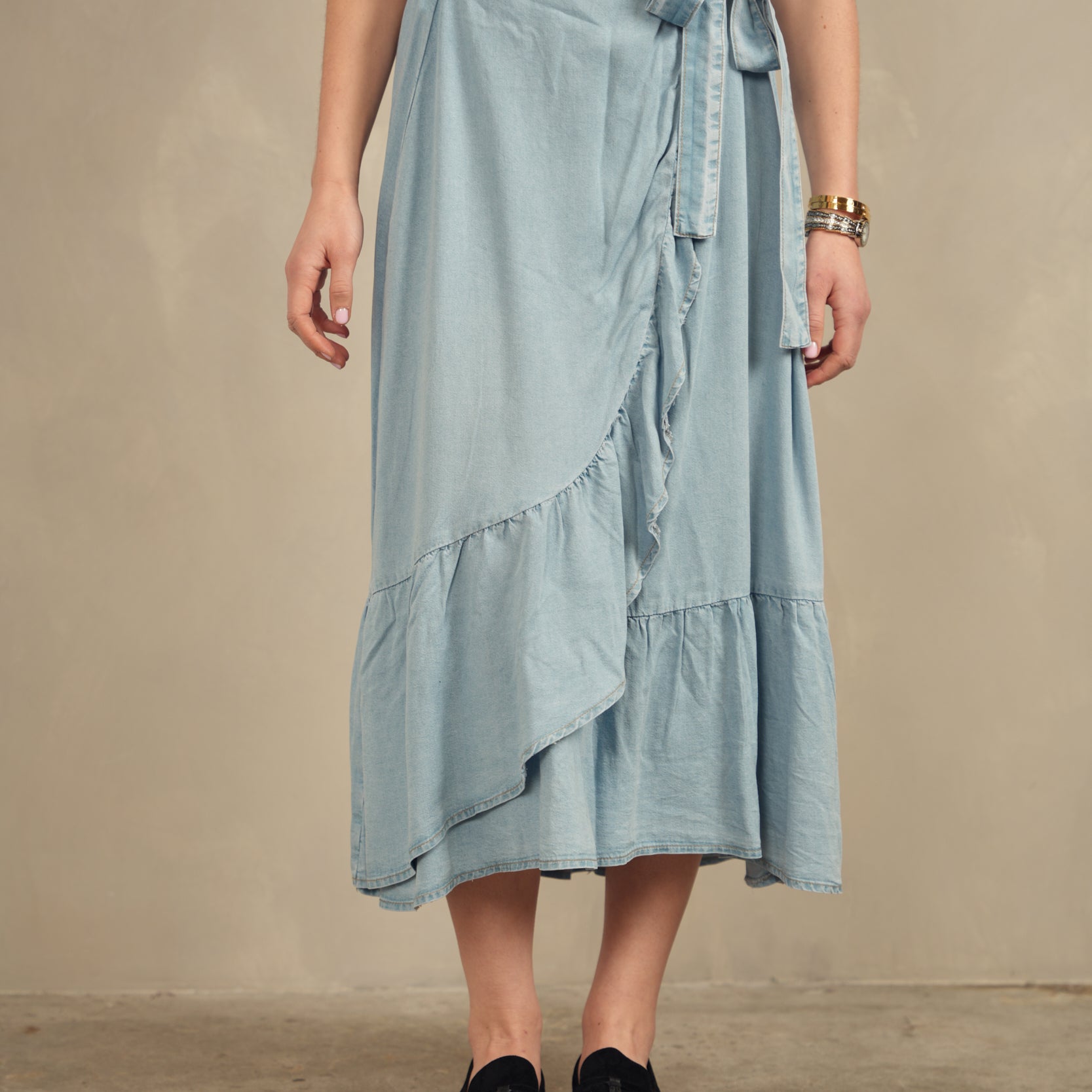 Mock Wrap Tencel Skirt