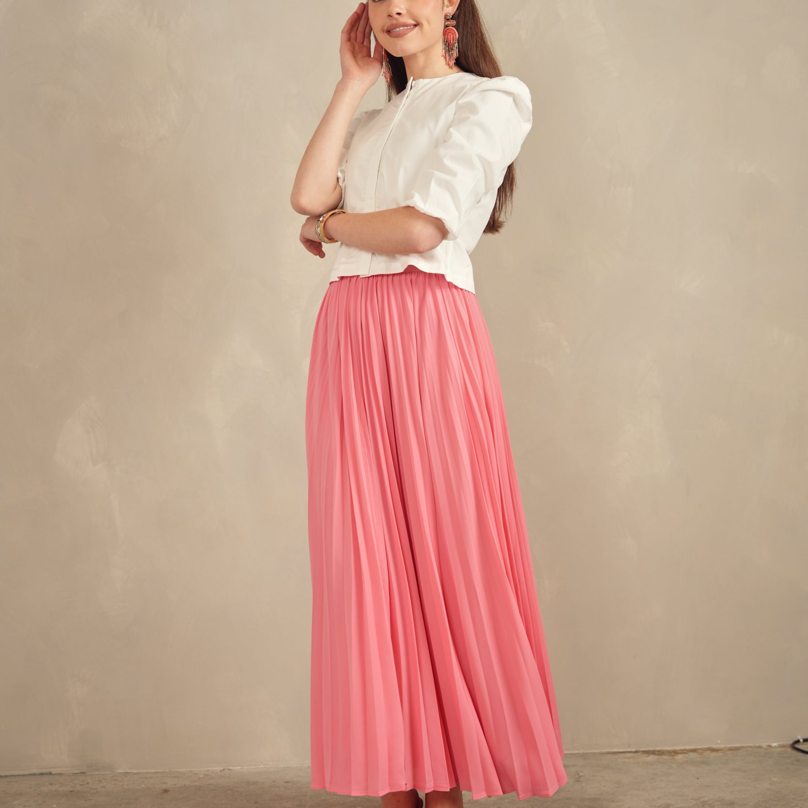 Chiffon Pleated Maxi Skirt