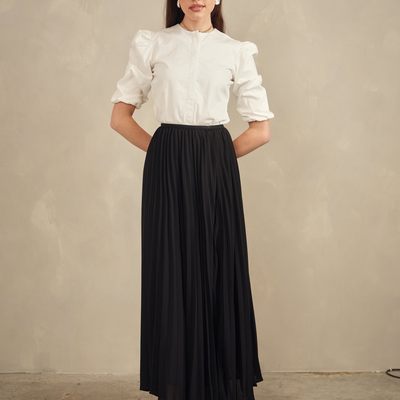 Chiffon Pleated Maxi Skirt