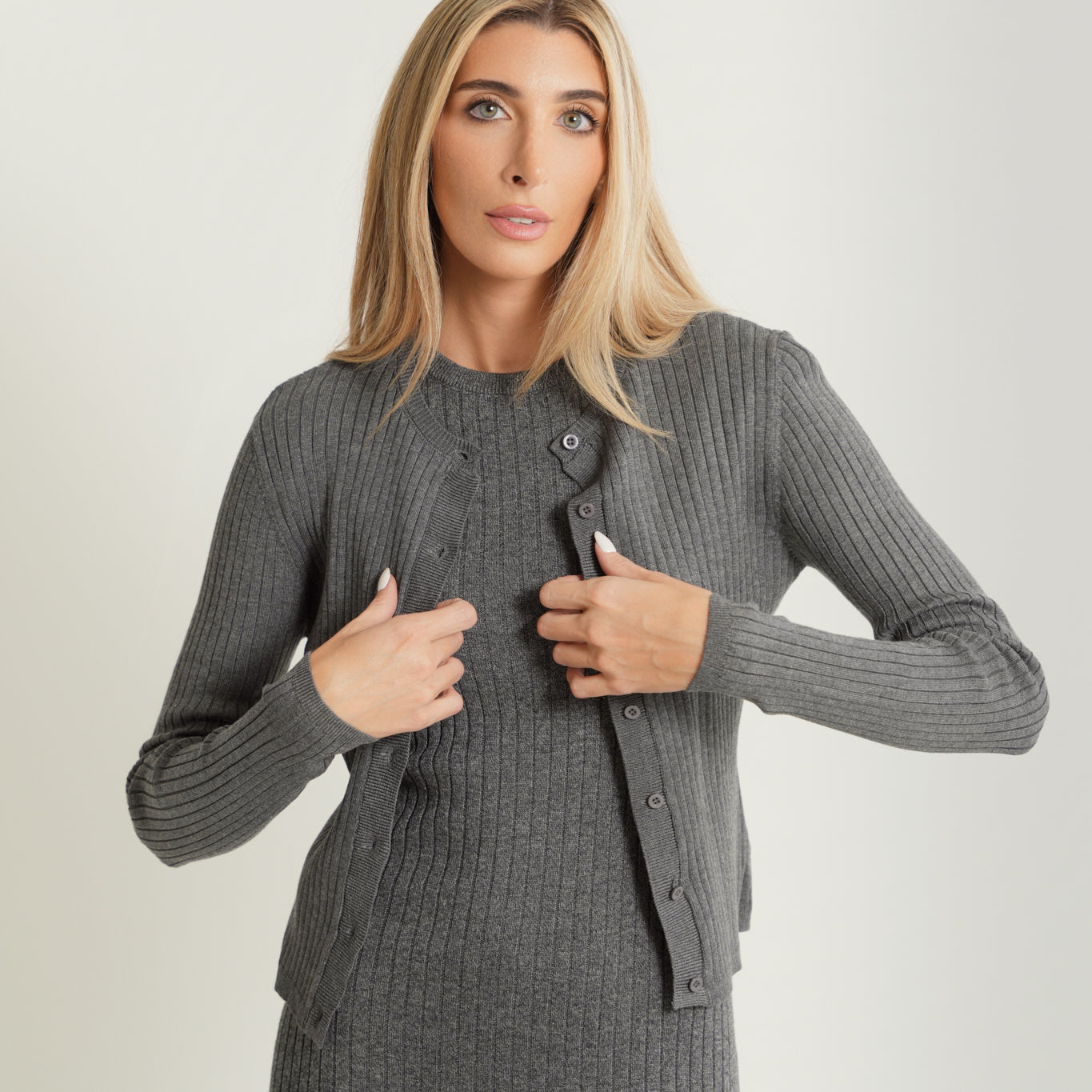 Wide Rib Knit Cardigan