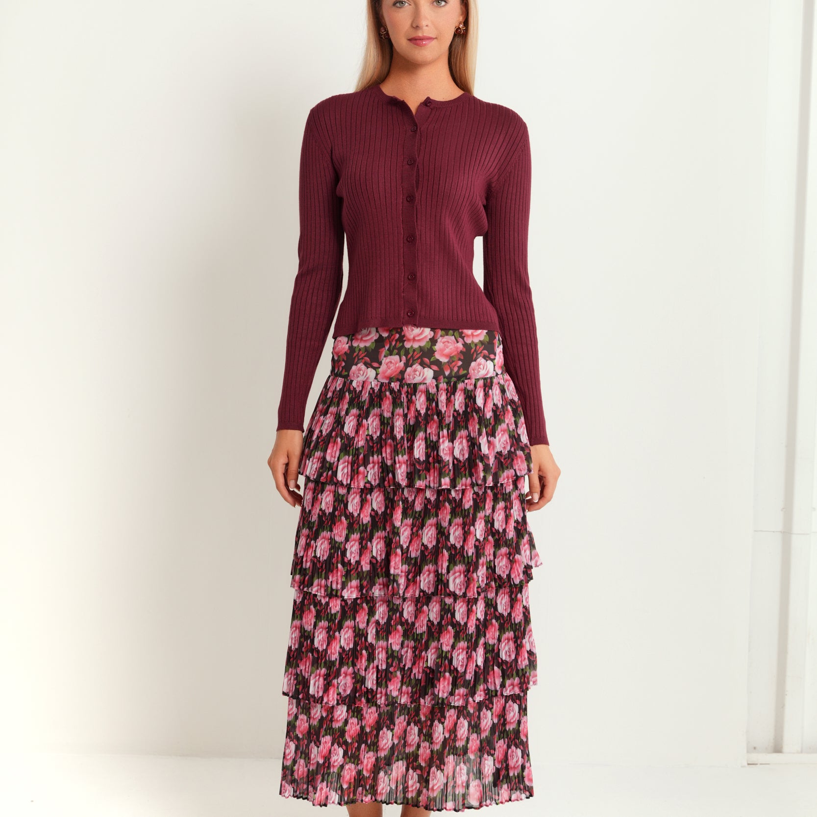Tier Crinkle Pleat Skirt