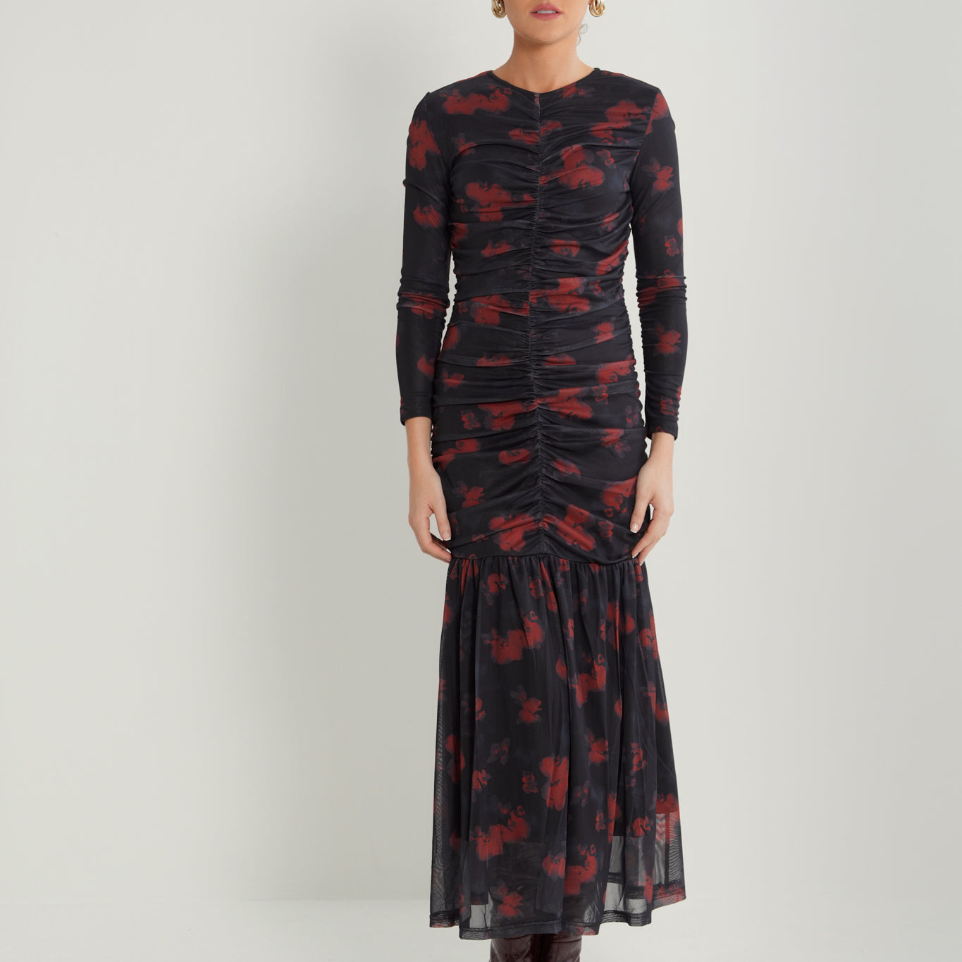 Ruched Mesh Dress
