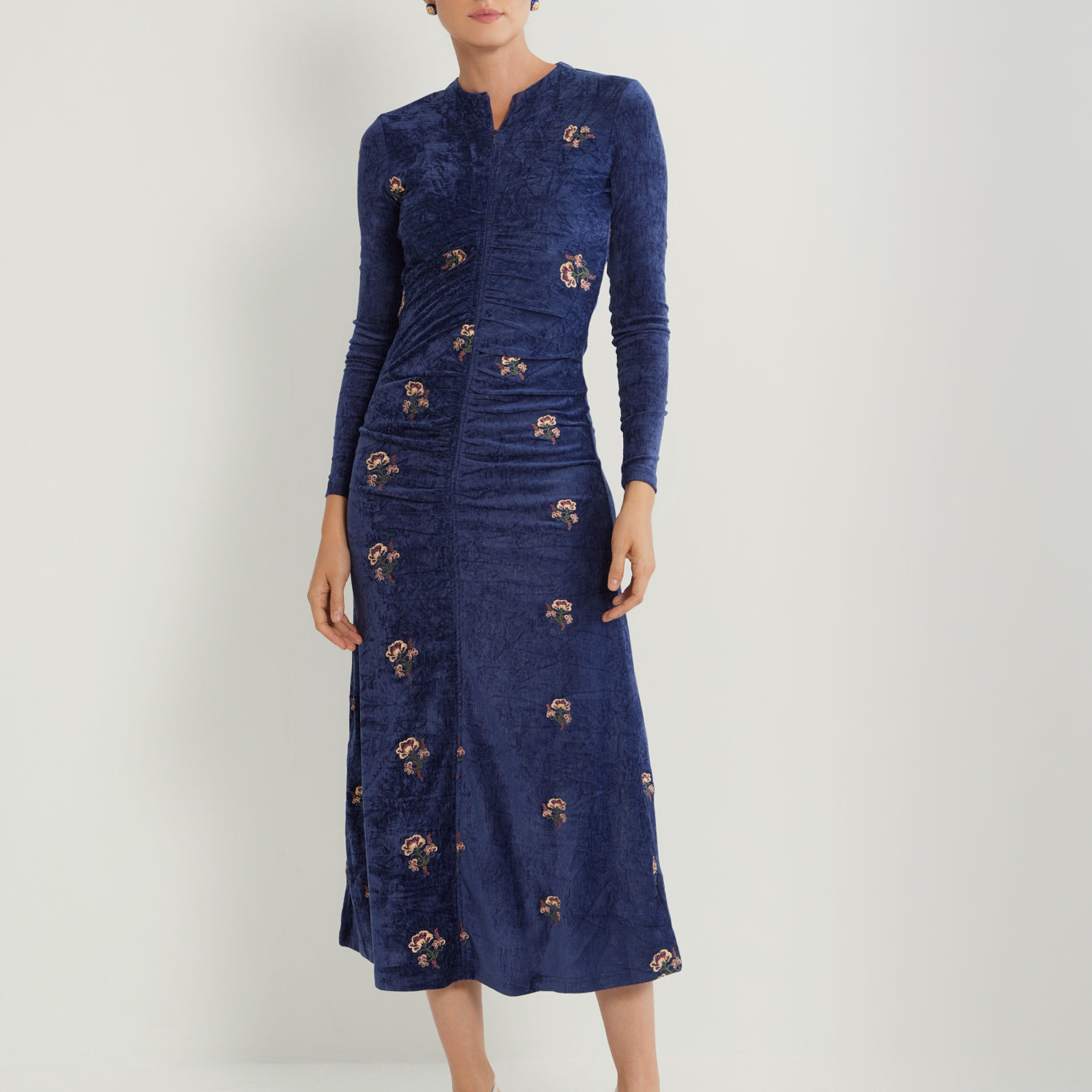 Velour Zipper Front Dress