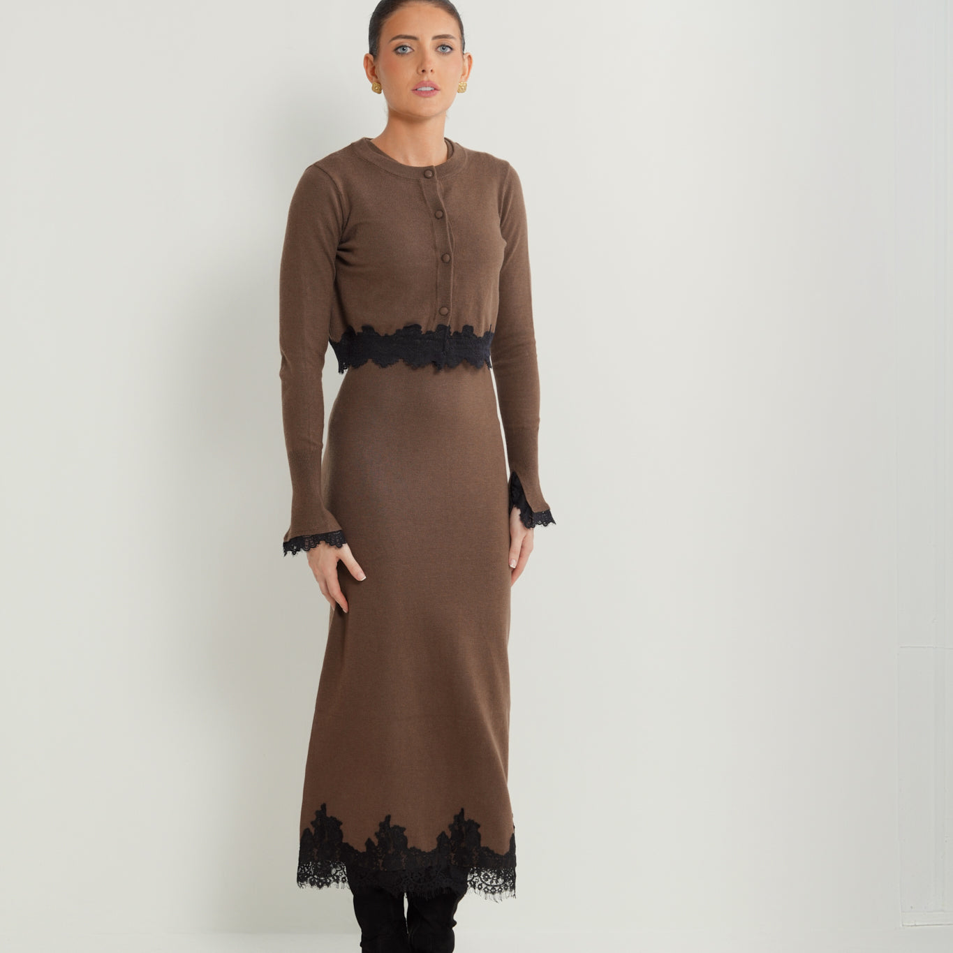 Lace Hem Knit Set