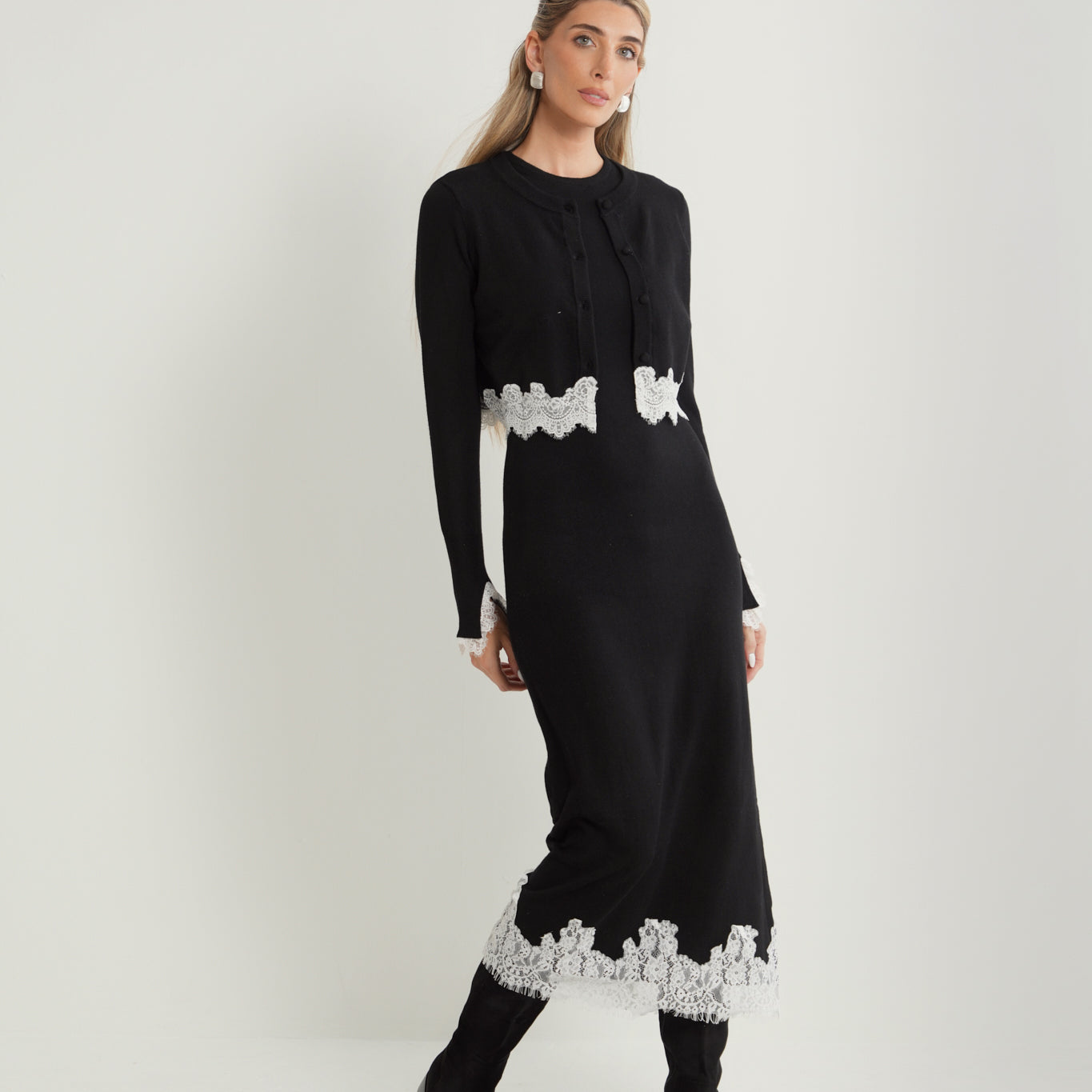 Lace Hem Knit Set
