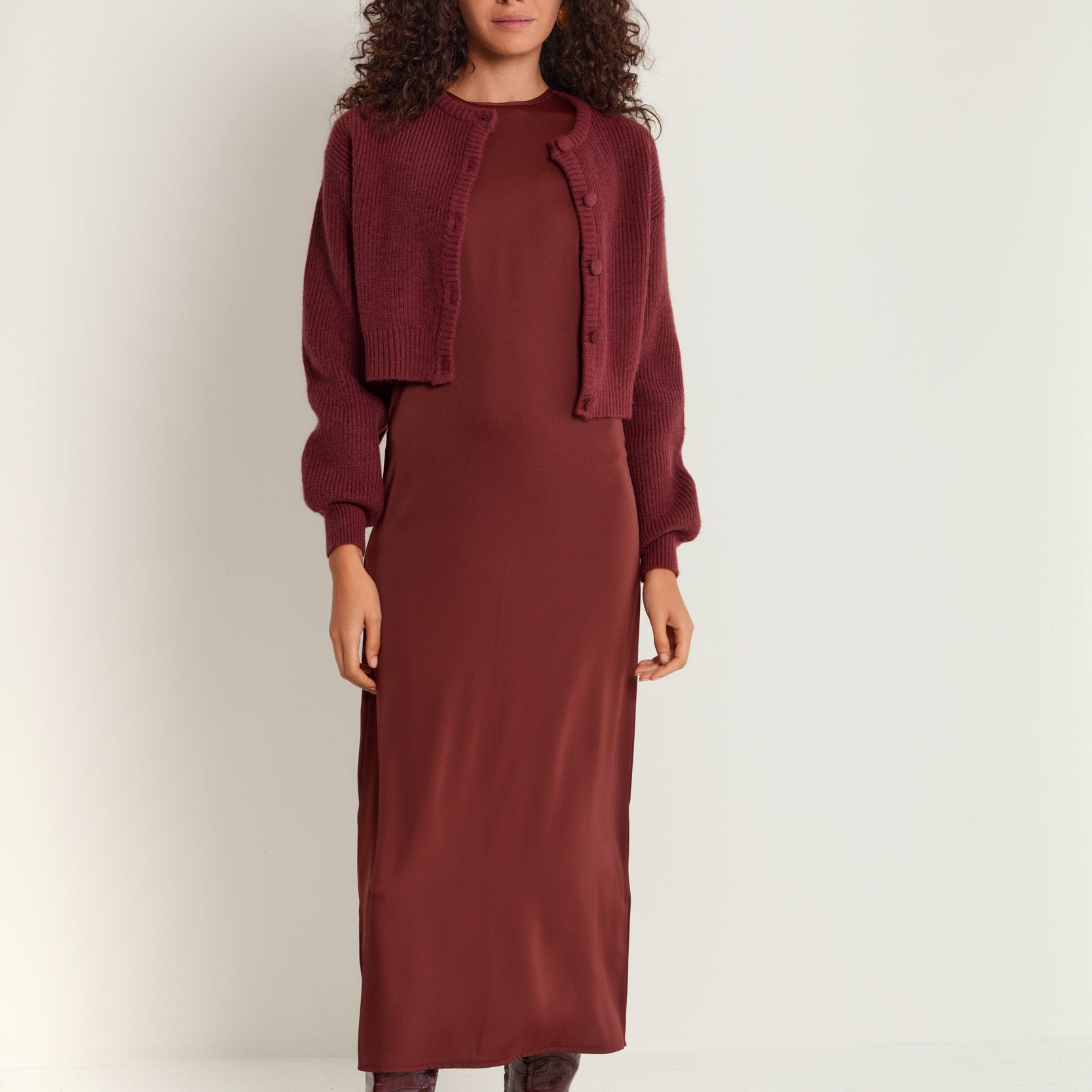 Round Neck Slip Dress Solid