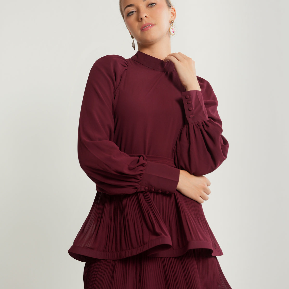 Layered Pleated Midi Dress