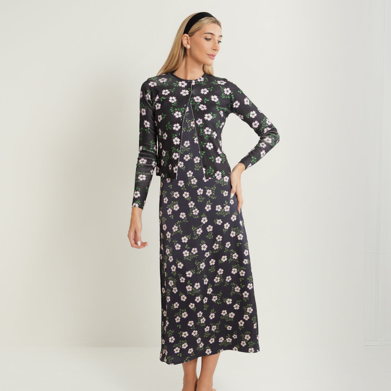Printed Round Neck Slip Dress