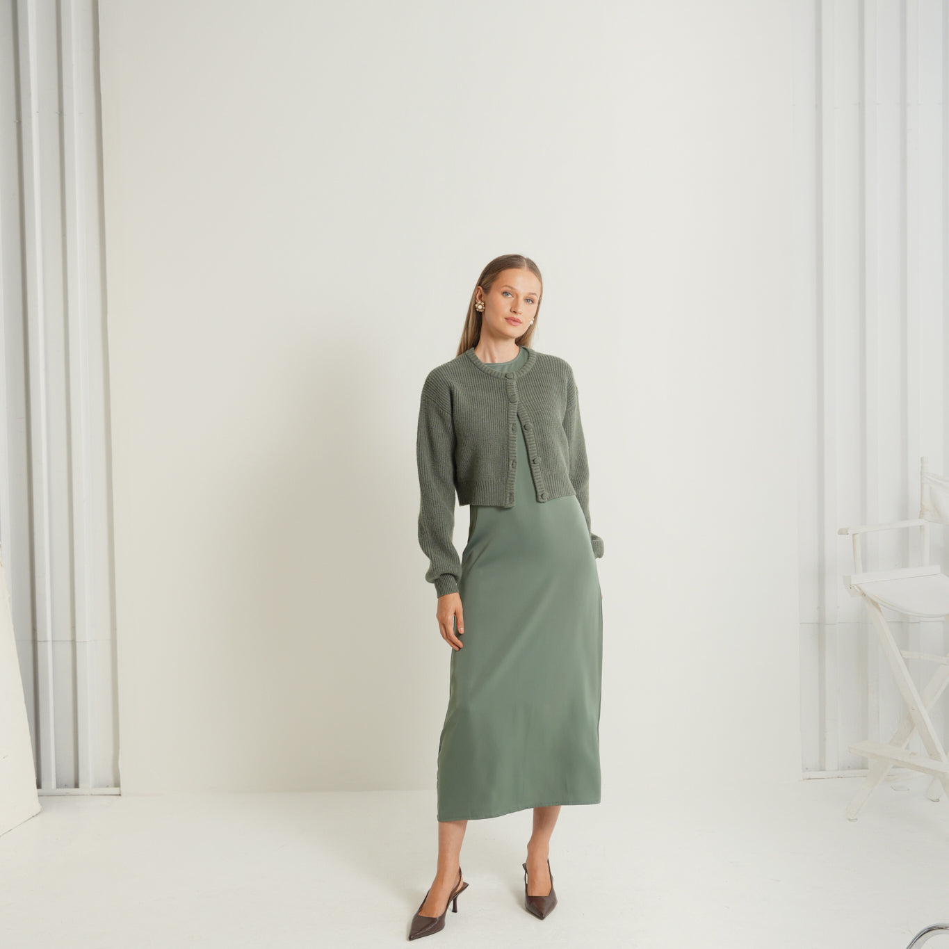 Round Neck Slip Dress Solid