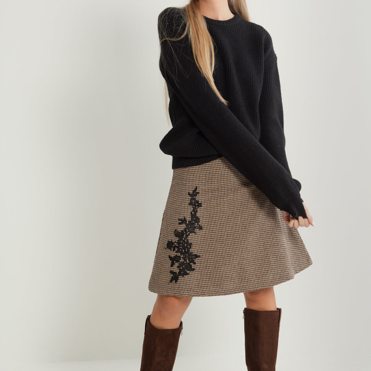 Tweed Applique Skirt