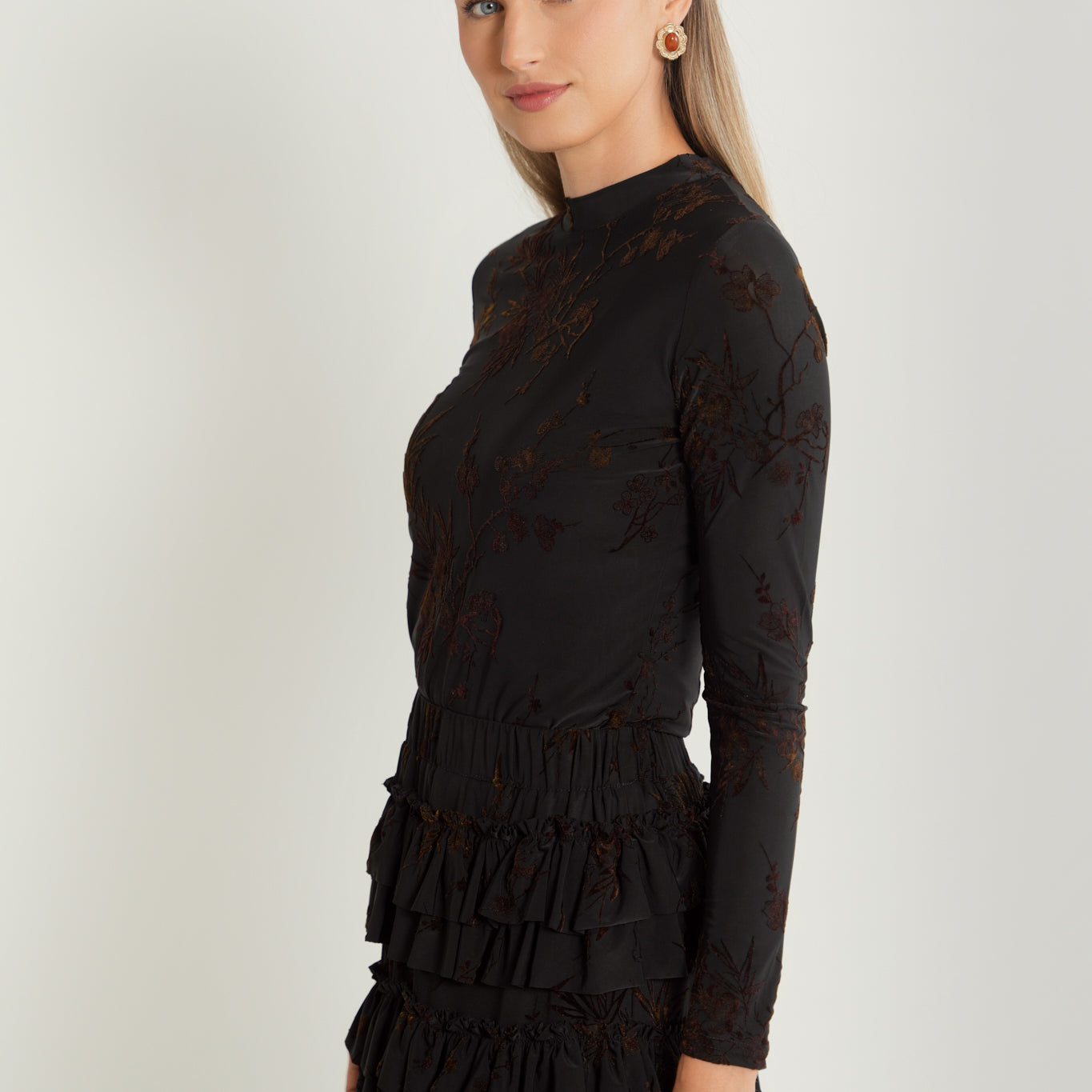 Velour Burnout Mock Neck Top