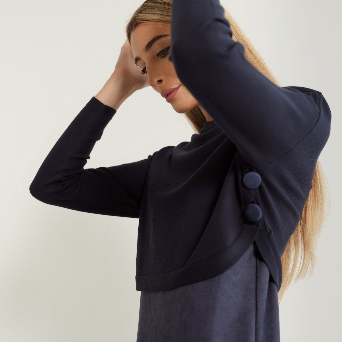 Cropped Side Button Sweater