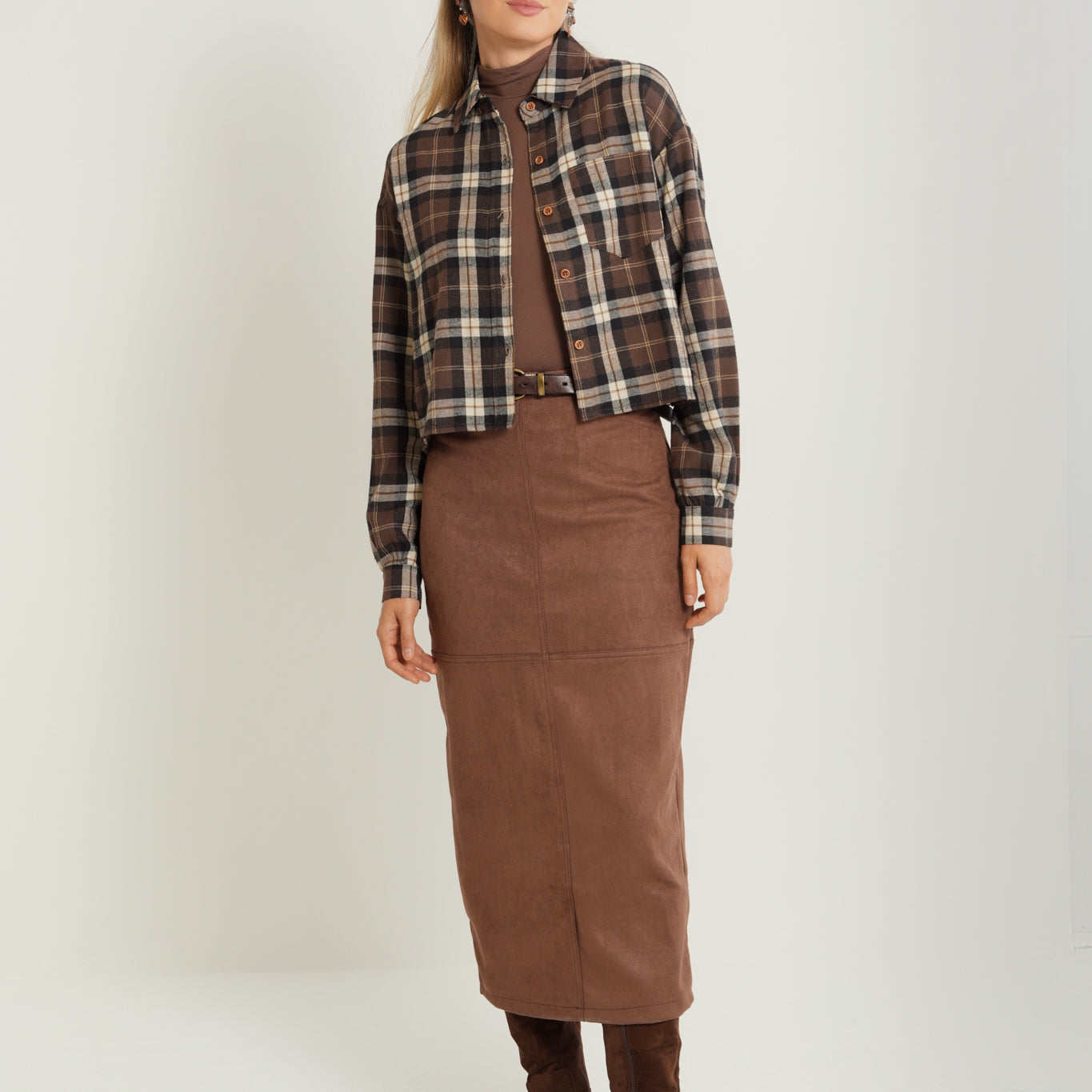 Suede Straight Skirt