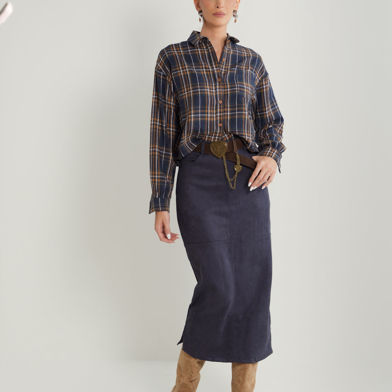 Suede Straight Skirt