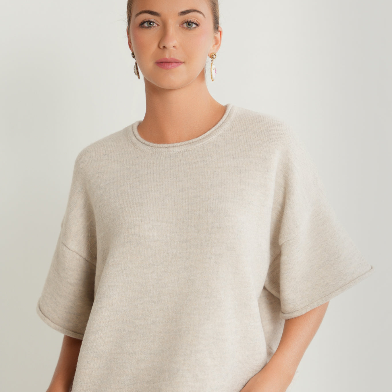 Oversized Three Quarter Soft Knit Sweater
